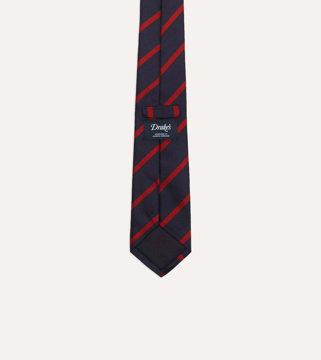 Navy and Red Stripe Repp Silk Tie – Drakes