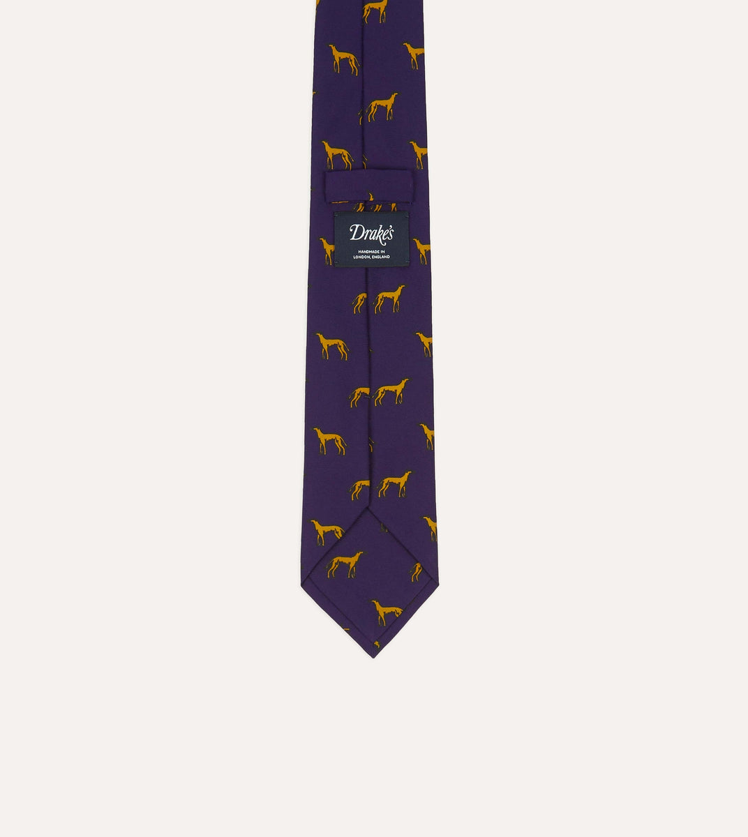 Navy and Yellow Dog Print Silk Tie – Drakes
