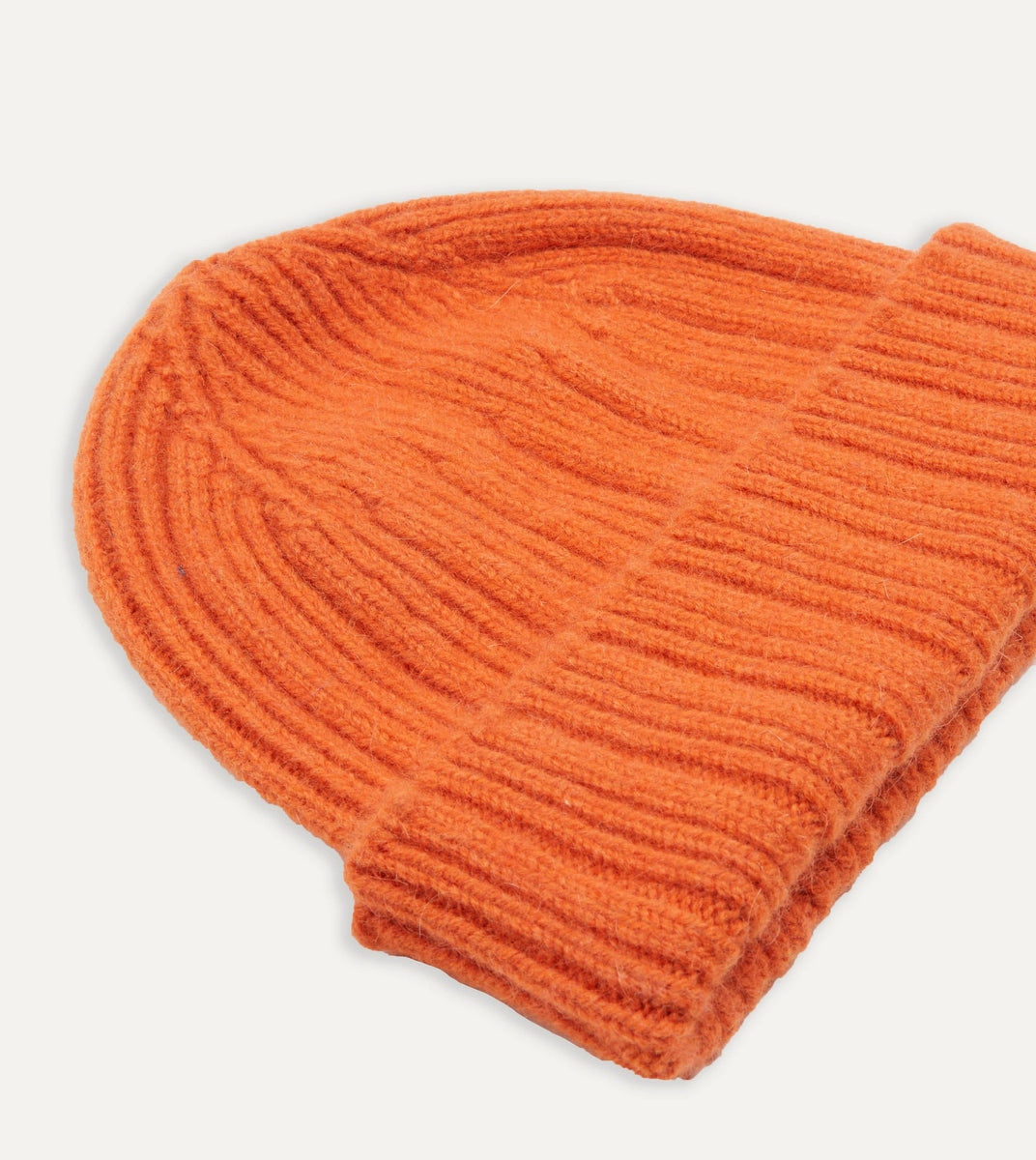 Orange Angora Lambswool Ribbed Knit Cap – Drakes