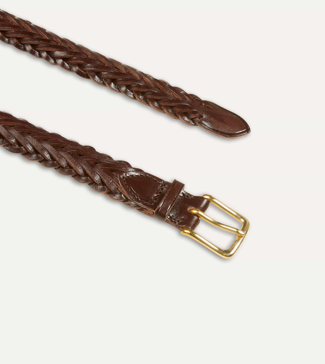 2nd2 - Wide dark brown leather belt with brass buckle 100cm / size