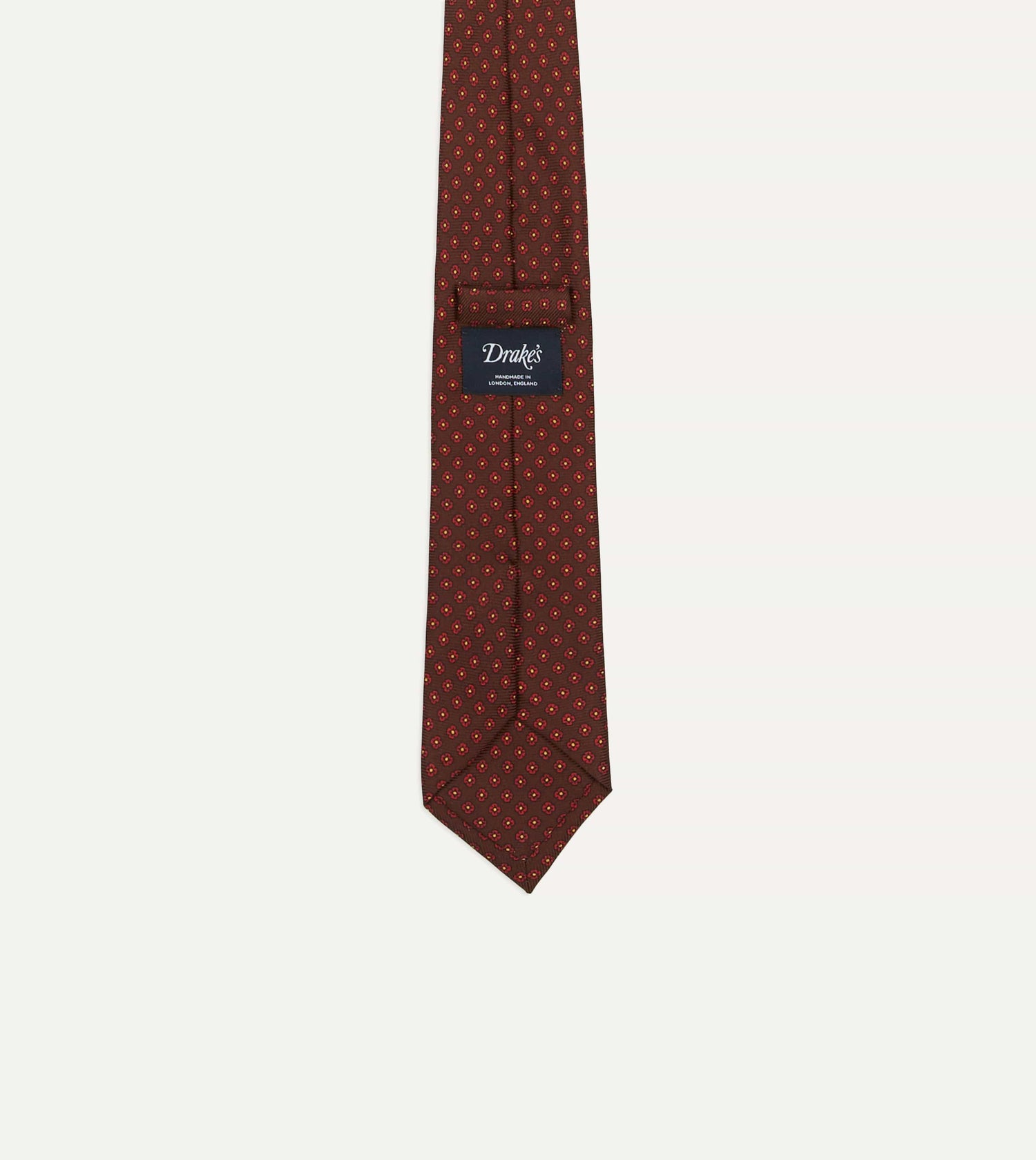 Brown Micro Geometric Print Silk Twill Self Tipped Tie