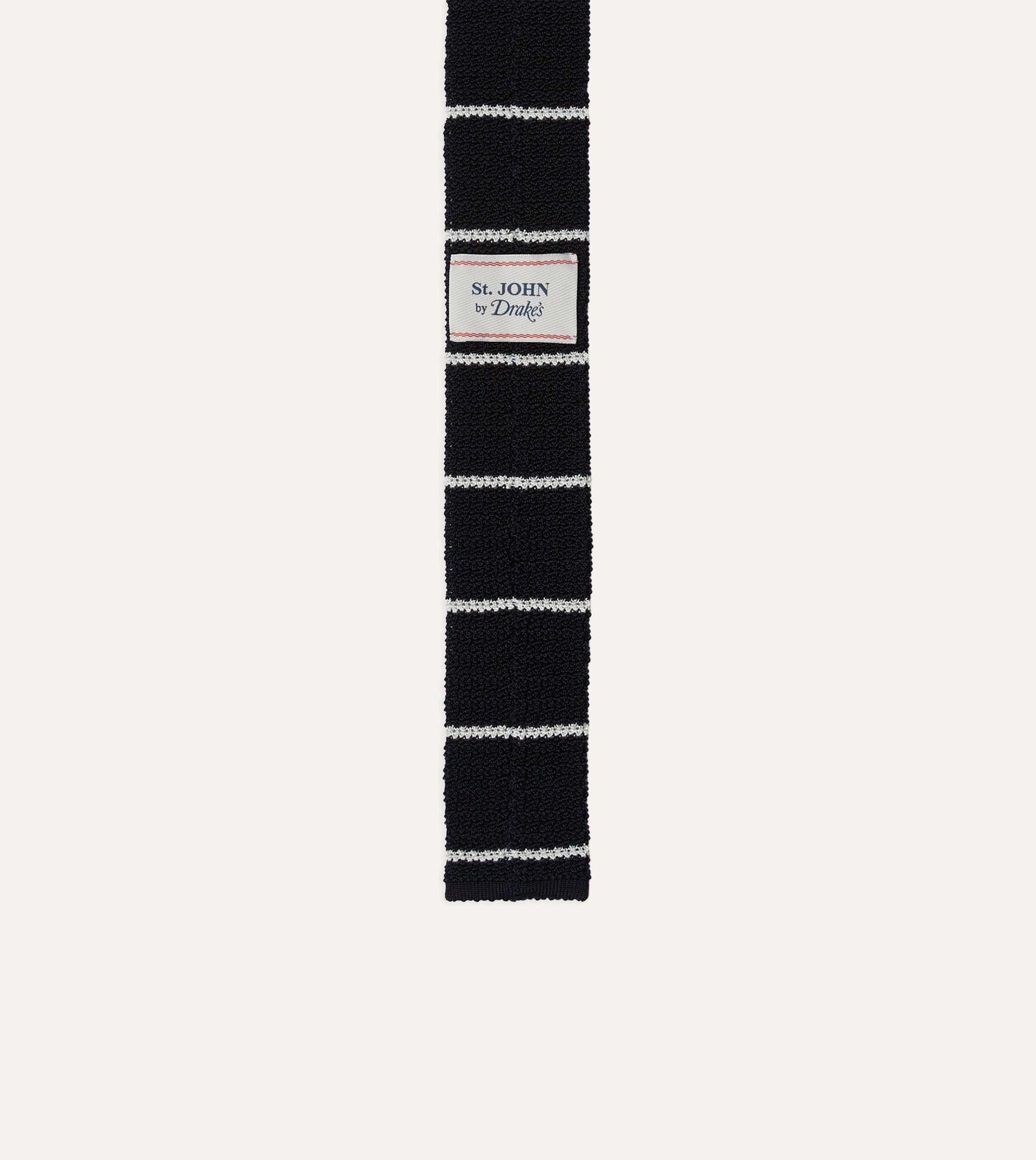 St. JOHN by Drake's Navy Butcher's Stripe Knitted Silk Tie