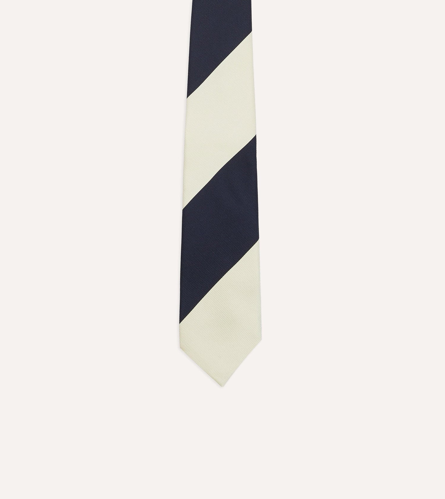 Navy and White Dual Block Stripe Mogador Tipped Tie