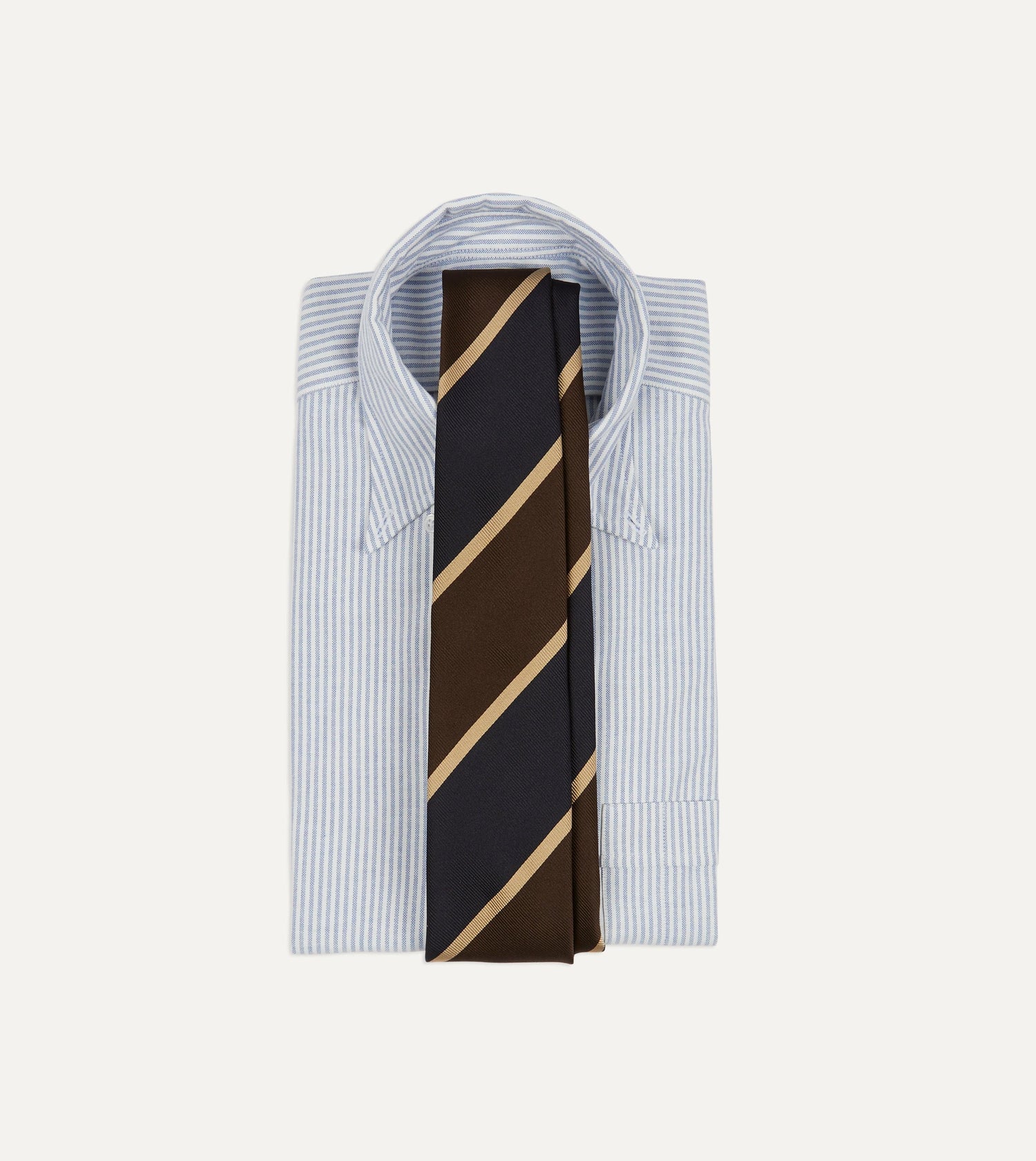 Black, Brown and Gold Stripe Tipped Repp Silk Tie