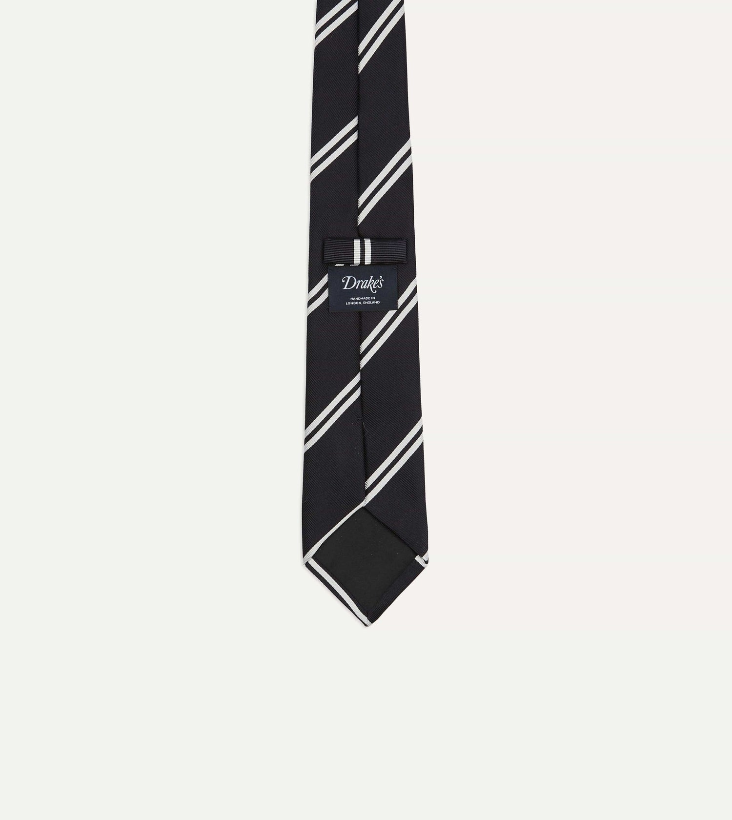 Navy Stripe Tipped Repp Silk Tie