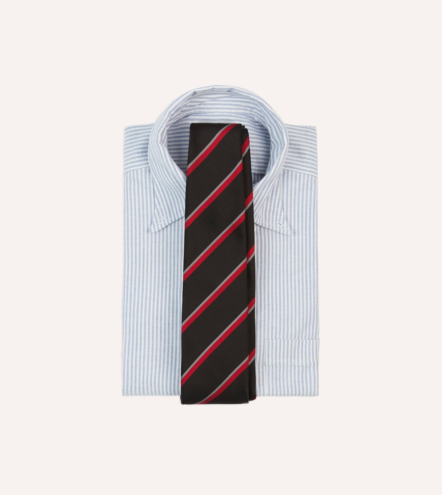 Black and Red Stripe Tipped Repp Silk Tie