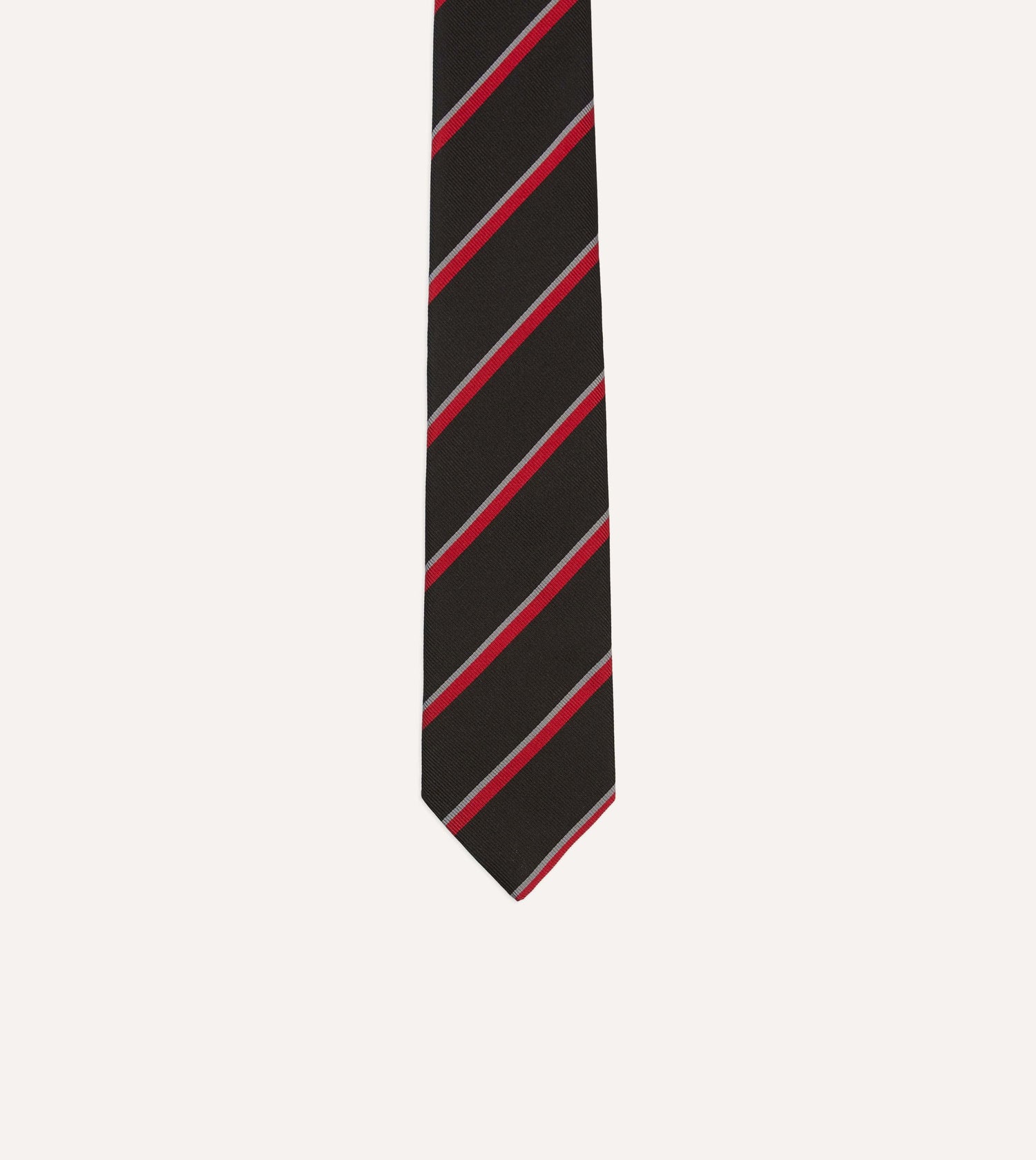 Black and Red Stripe Tipped Repp Silk Tie