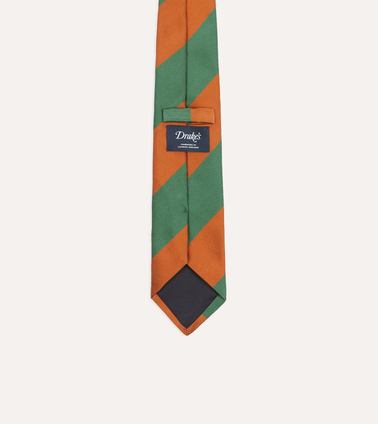 Orange and Green Wide Stripe Repp Silk Tipped Tie