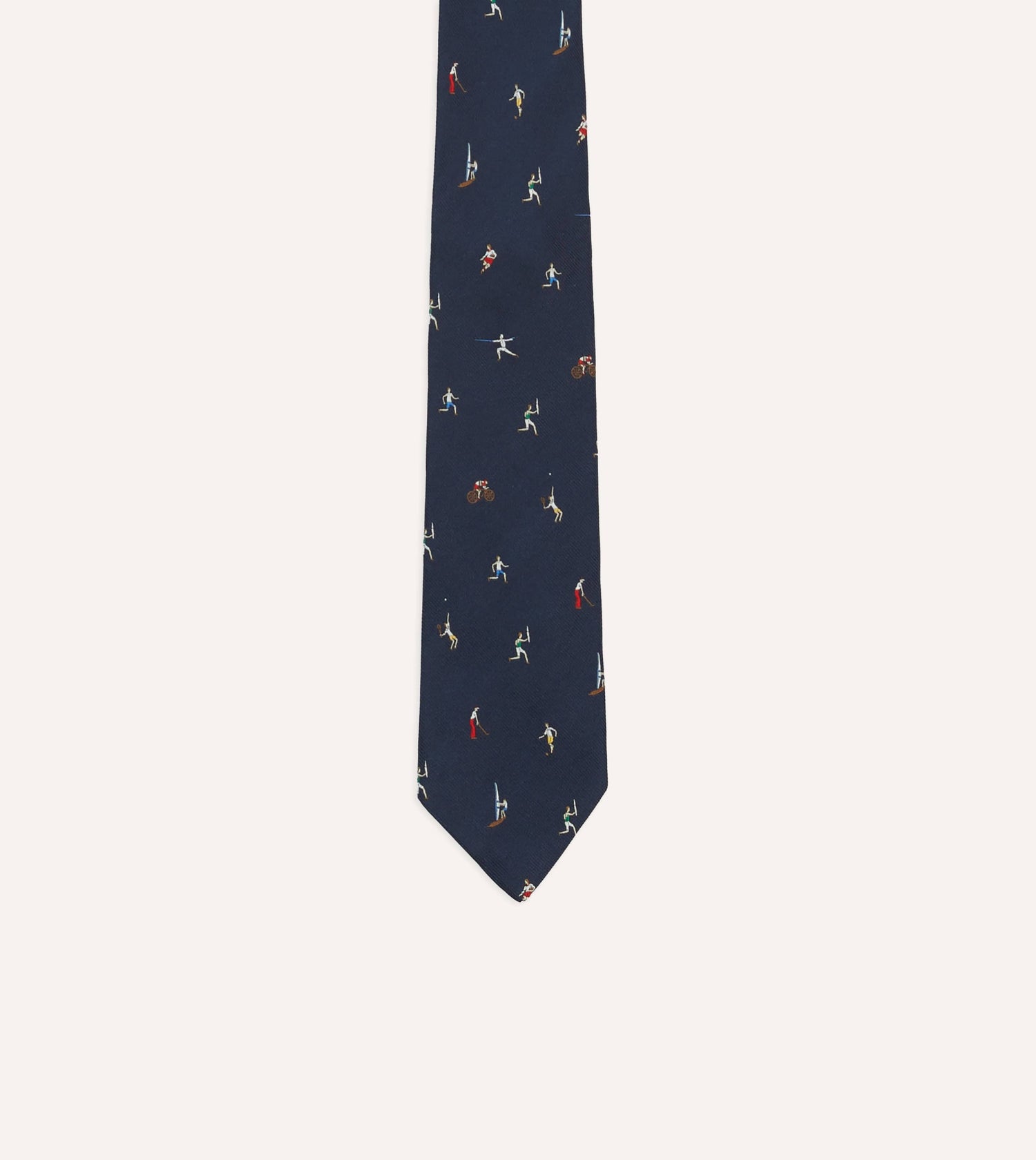 Navy Olympic Games Motif Silk Tipped Tie