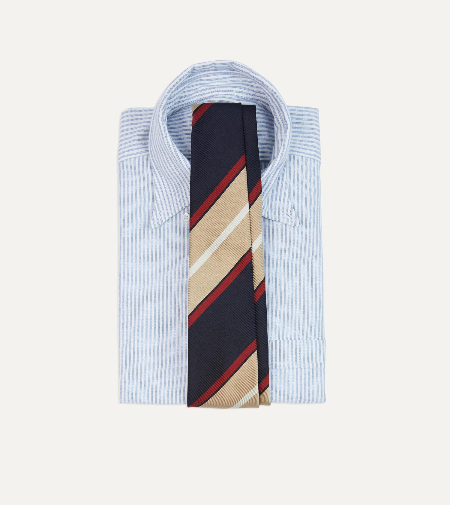 Navy, Red and Gold Multi Stripe Mogador Silk Tipped Tie