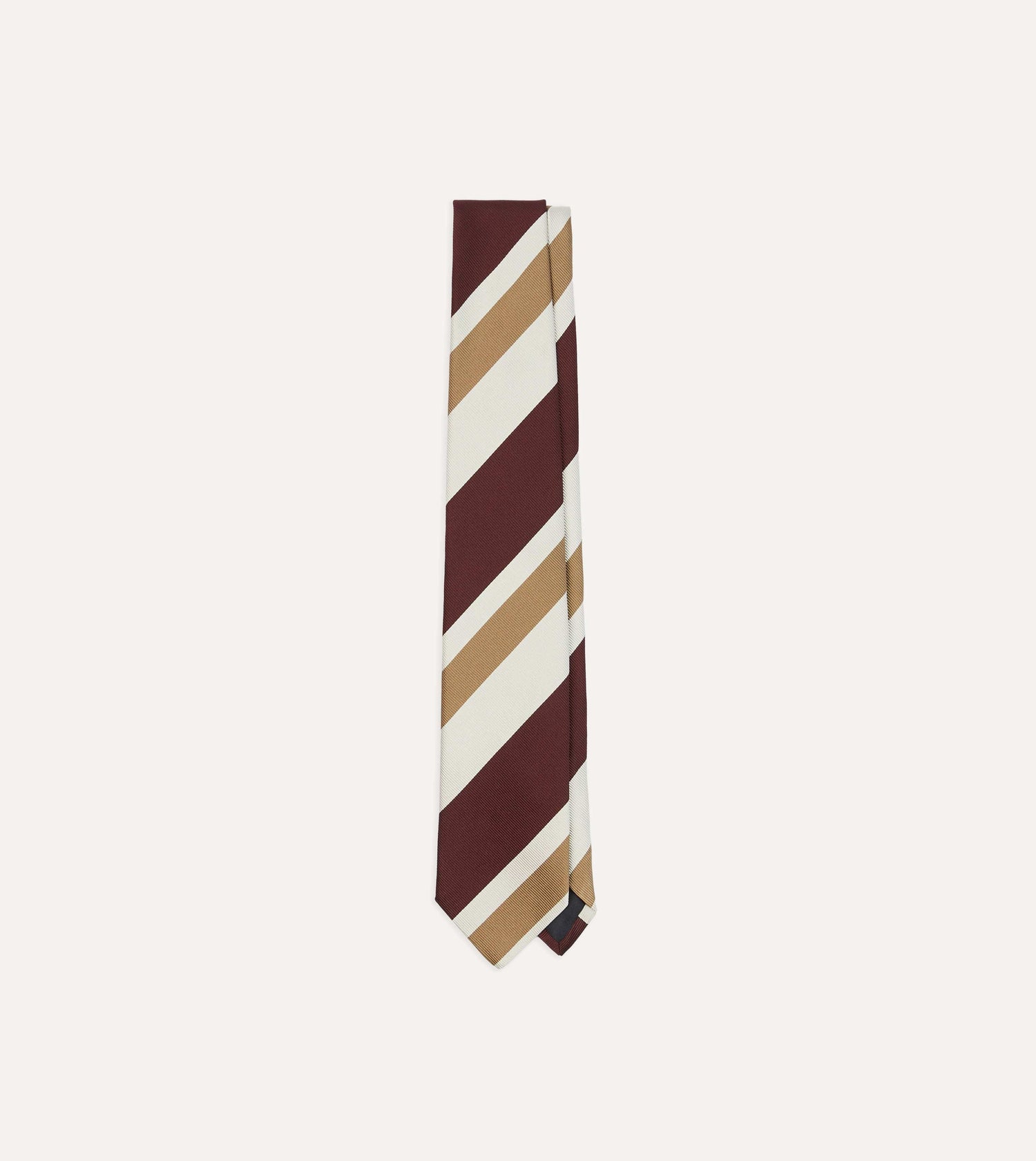 Red and Cream Broad Stripe Silk Tipped Tie