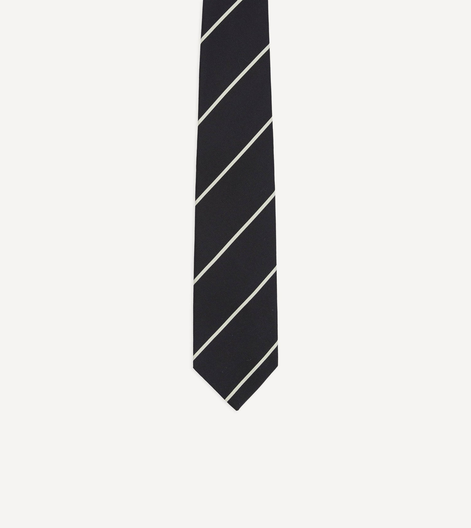 Navy and White Stripe Hand Rolled Silk Grenadine Tie