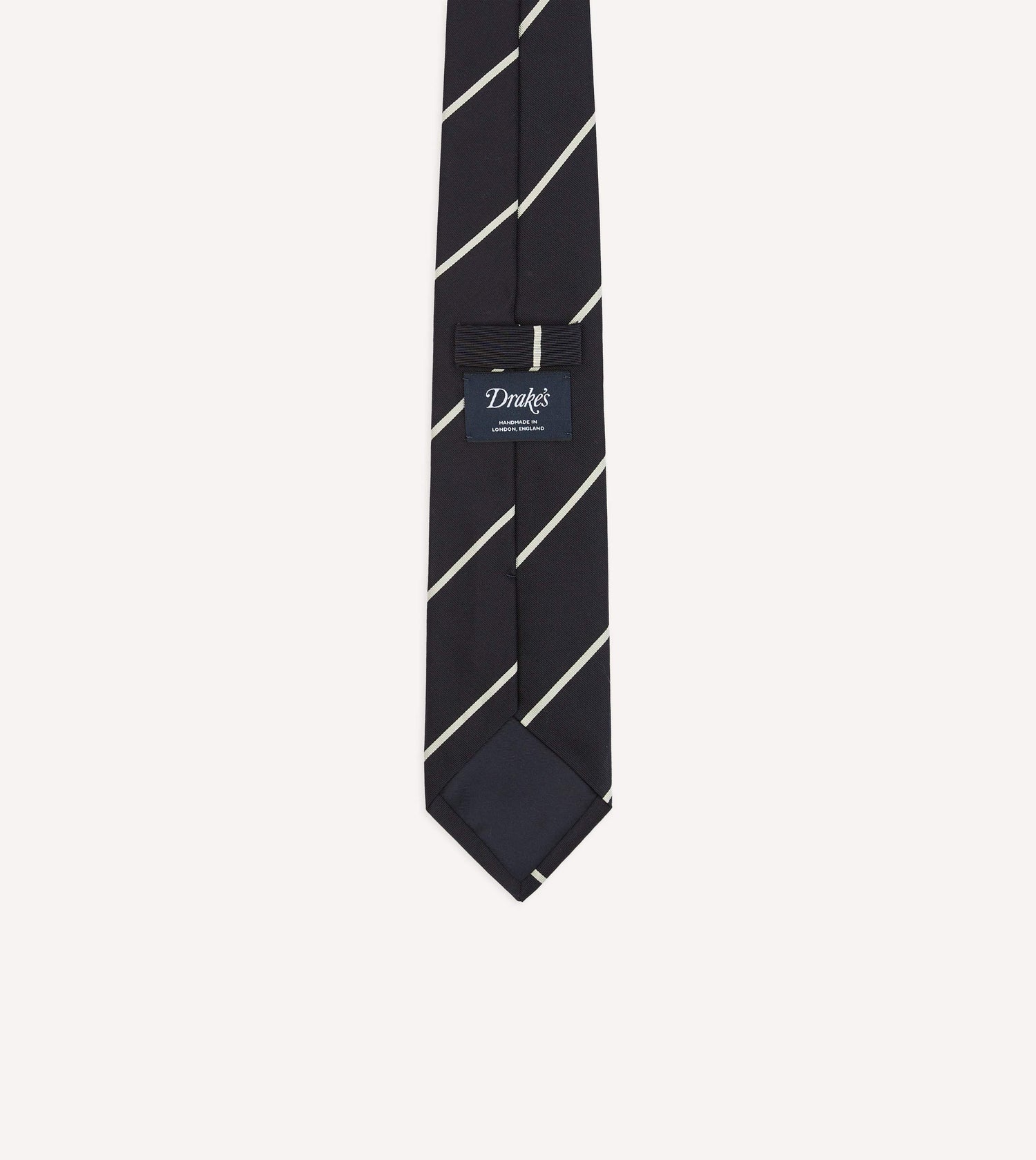 Navy and White Stripe Hand Rolled Silk Grenadine Tie