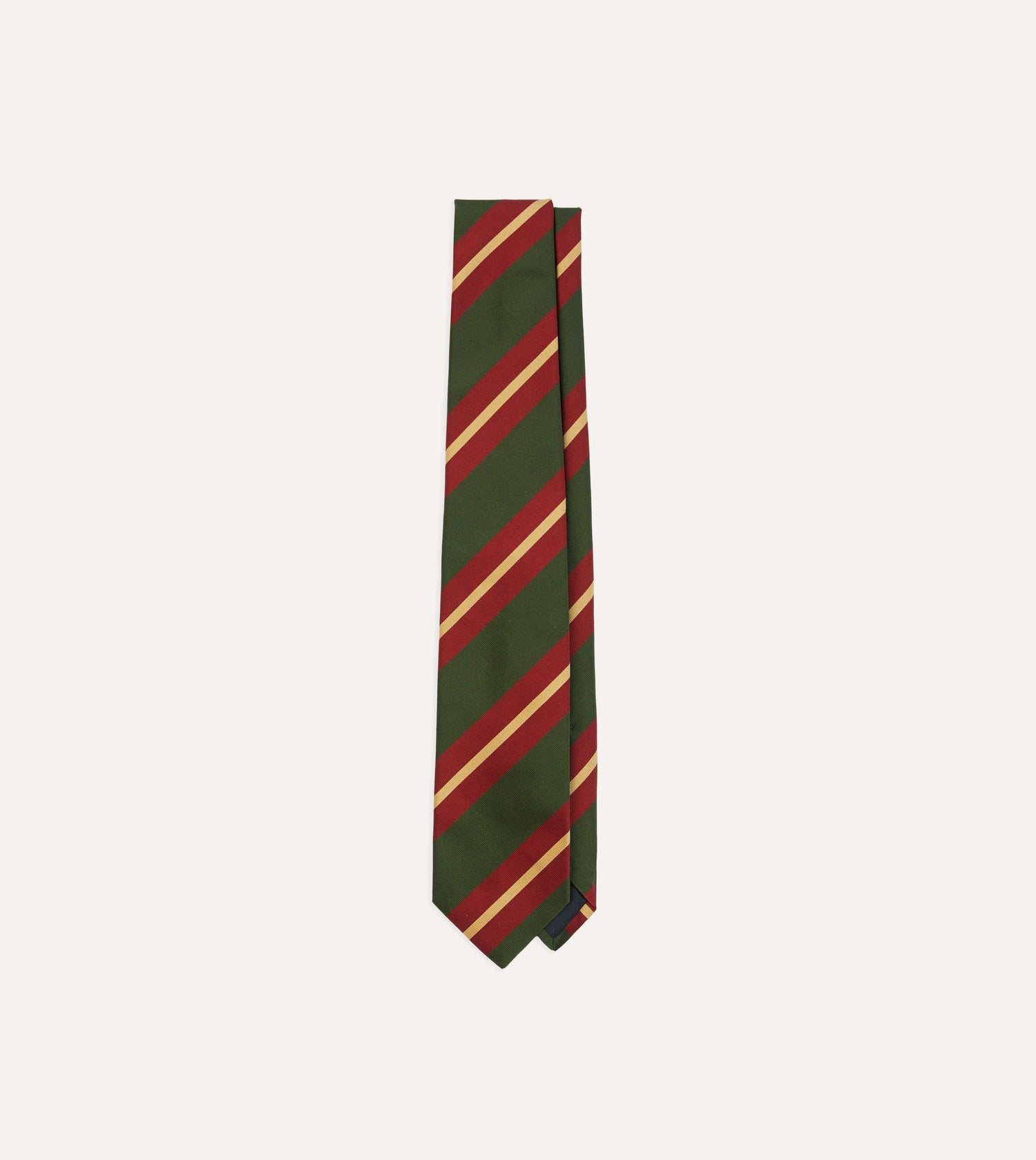 Green and Red Stripe Mogador Silk Tipped Tie