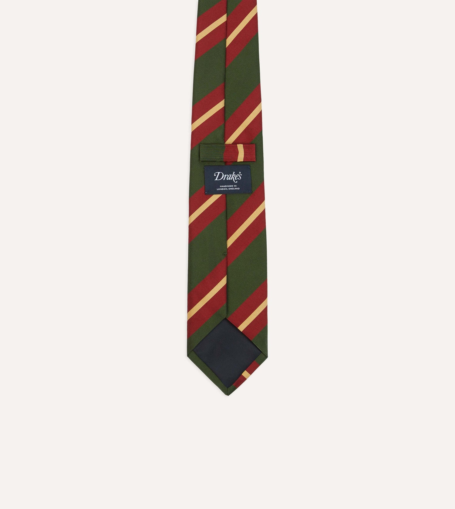 Green and Red Stripe Mogador Silk Tipped Tie