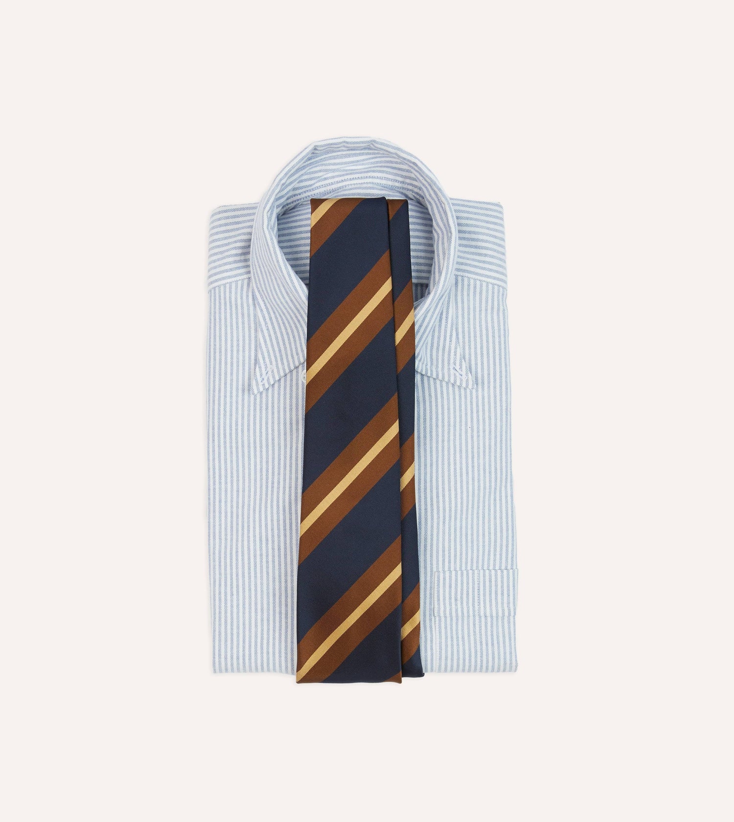 Navy and Brown Stripe Mogador Silk Tipped Tie