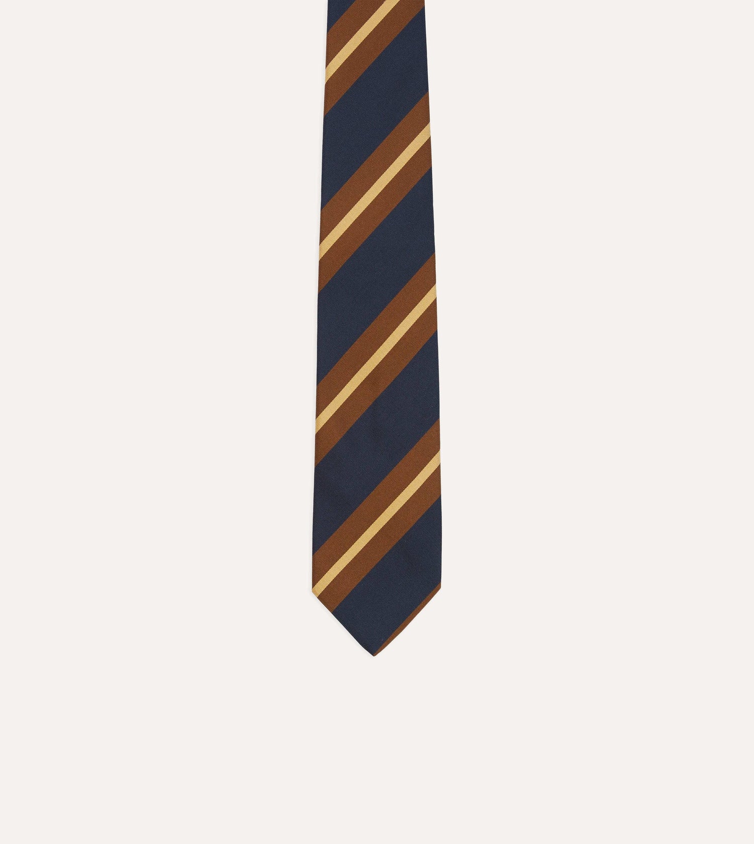 Navy and Brown Stripe Mogador Silk Tipped Tie