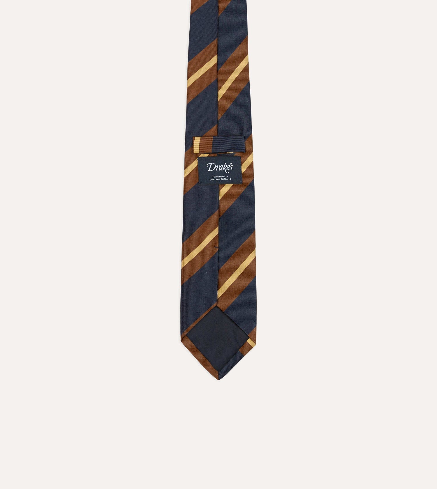 Navy and Brown Stripe Mogador Silk Tipped Tie