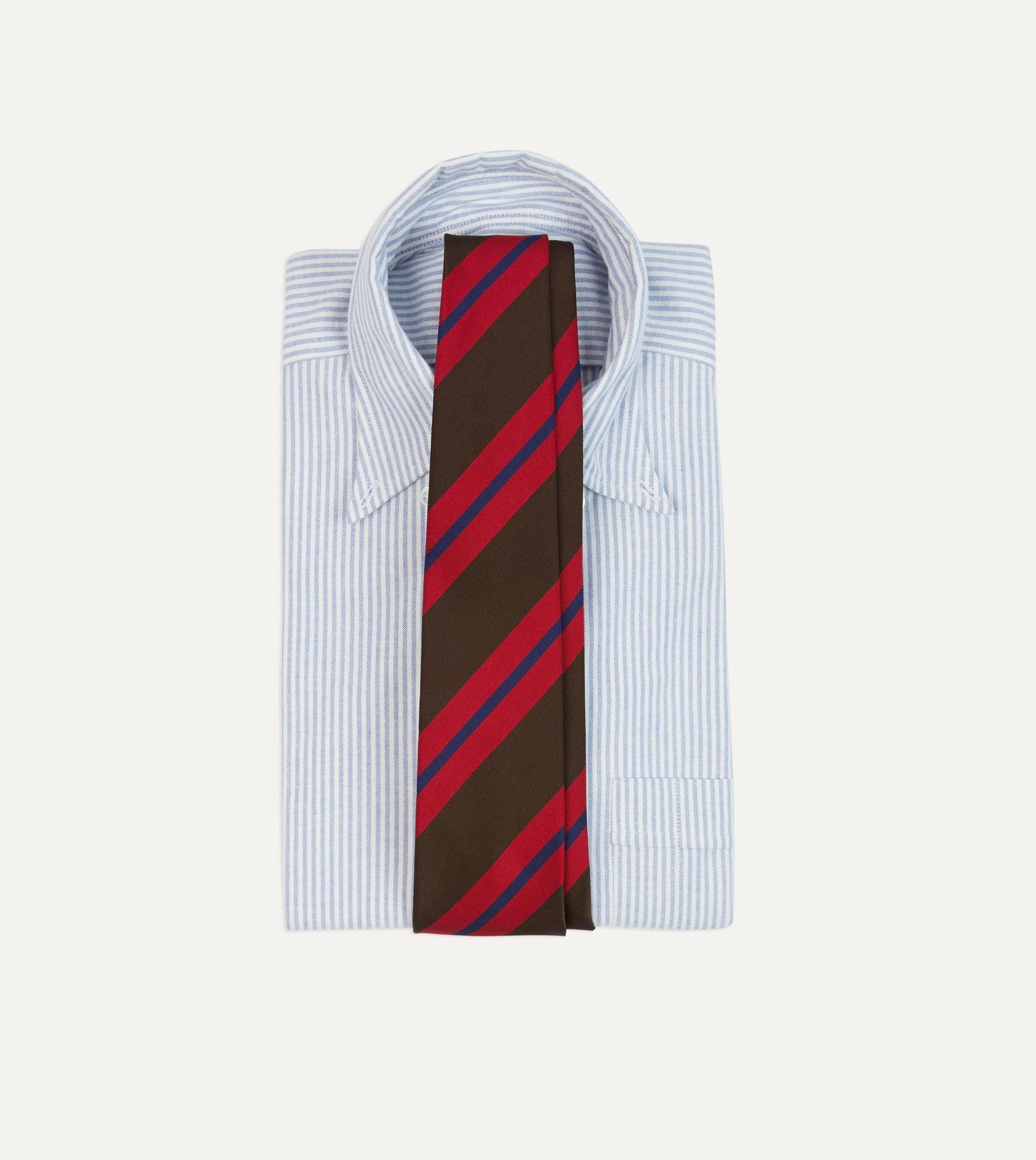 Brown and Red Stripe Mogador Silk Tipped Tie