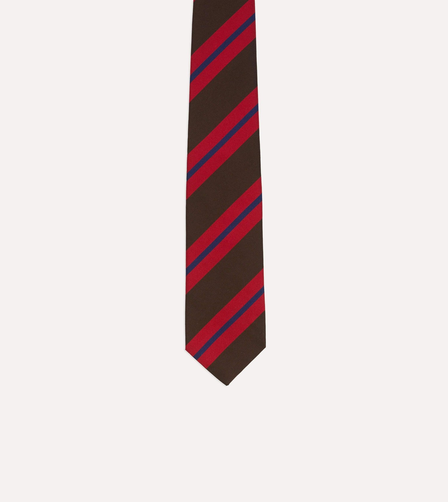 Brown and Red Stripe Mogador Silk Tipped Tie