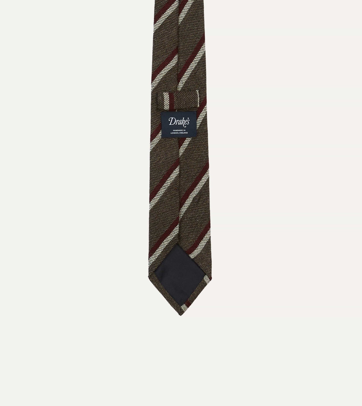 Brown, White and Red Double Stripe Tipped Wool Tie