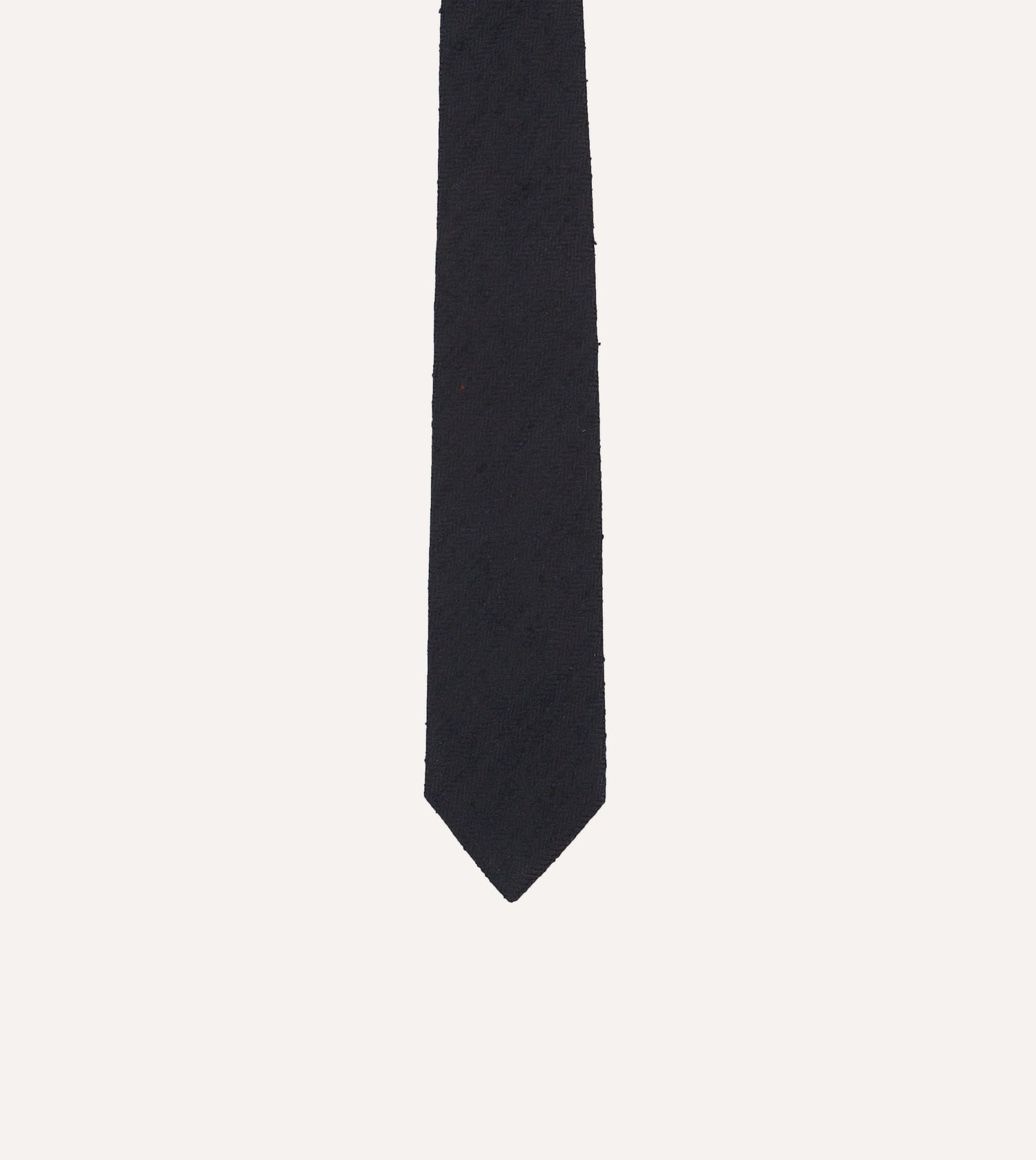 Navy Herringbone Shantung Silk Tipped Tie