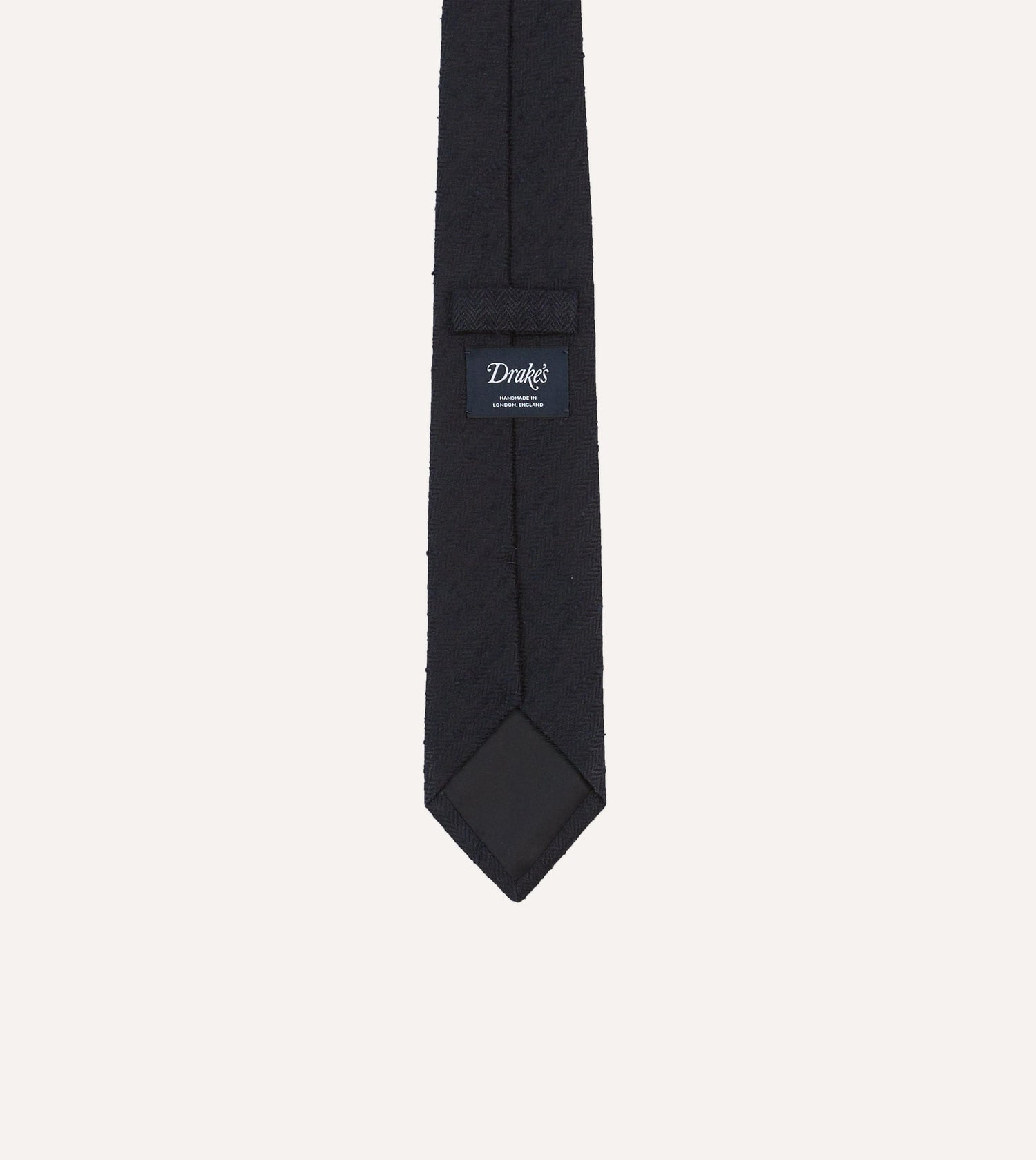 Navy Herringbone Shantung Silk Tipped Tie