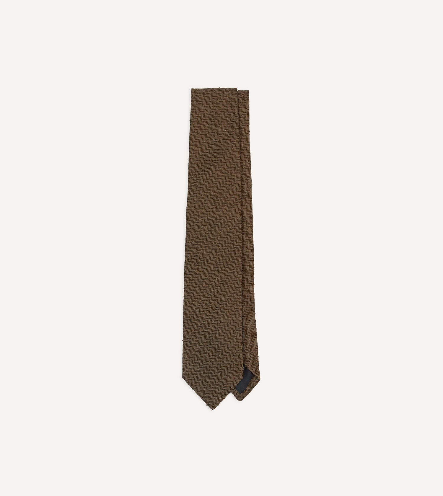 Brown Herringbone Shantung Silk Tipped Tie