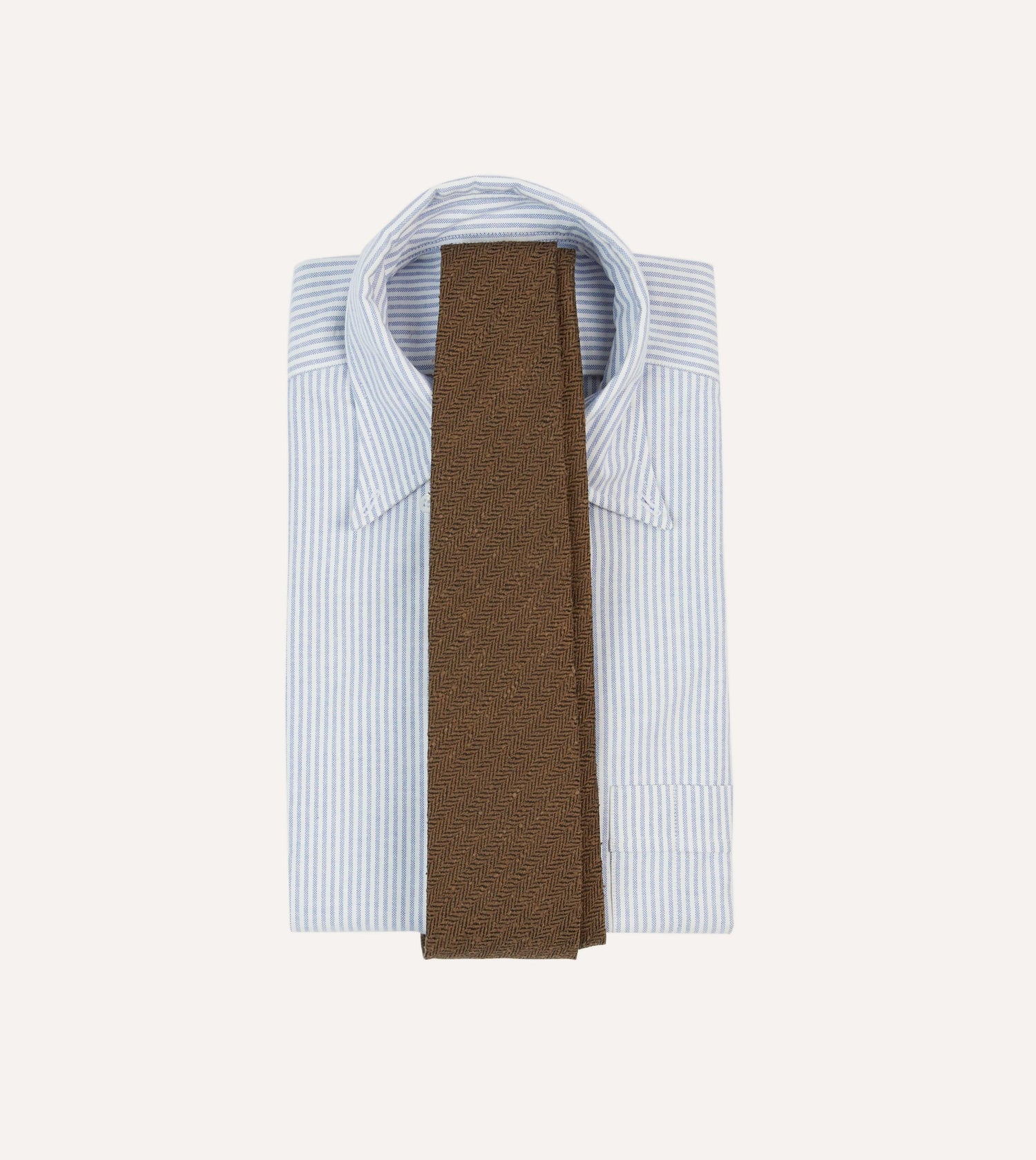 Brown Herringbone Shantung Silk Tipped Tie