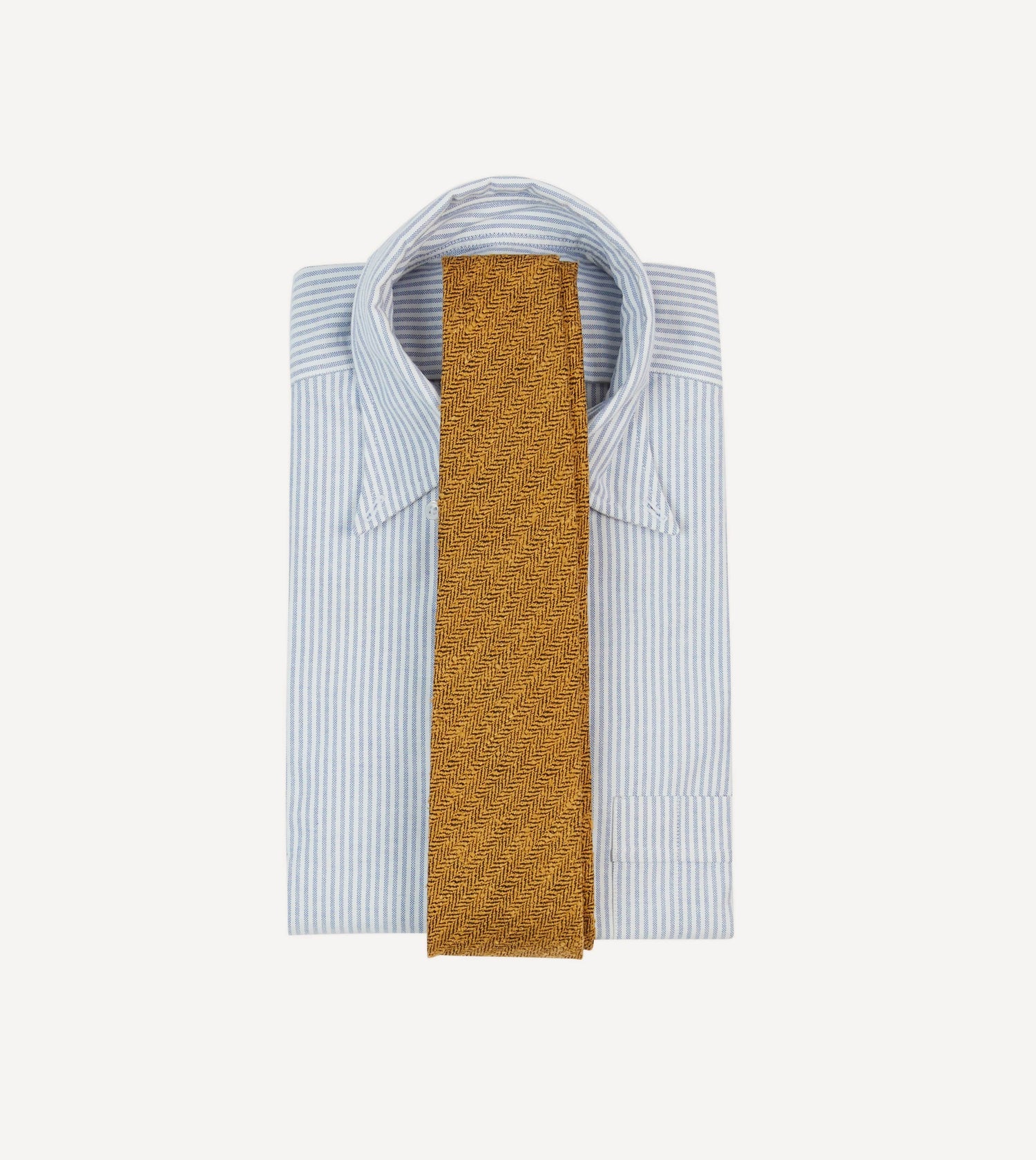 Yellow Herringbone Shantung Silk Tipped Tie