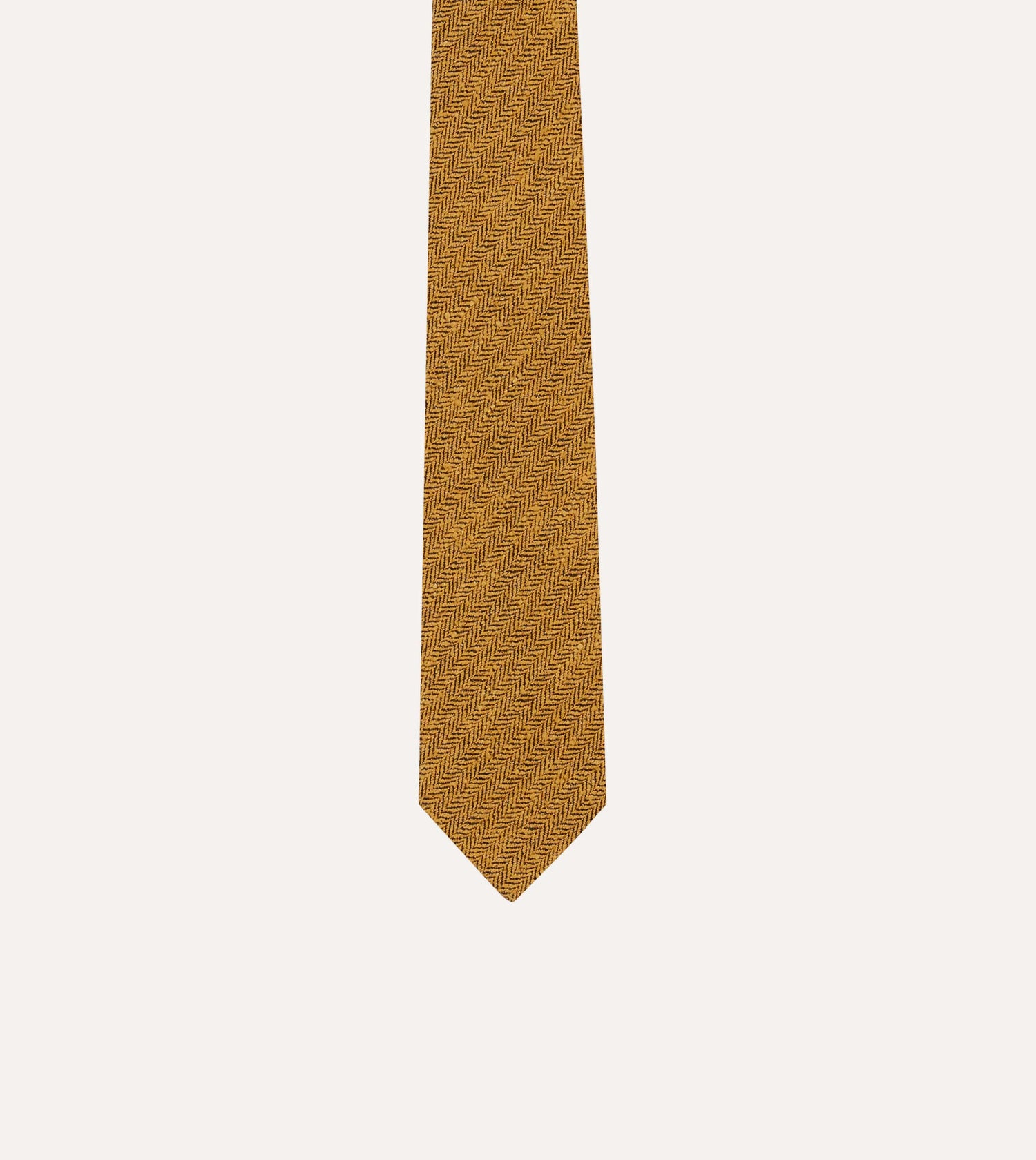 Yellow Herringbone Shantung Silk Tipped Tie