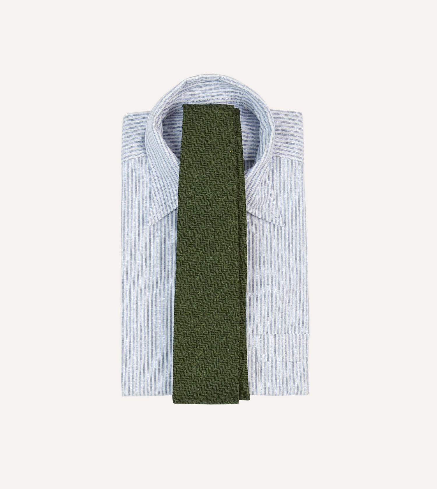 Green Herringbone Shantung Silk Tipped Tie