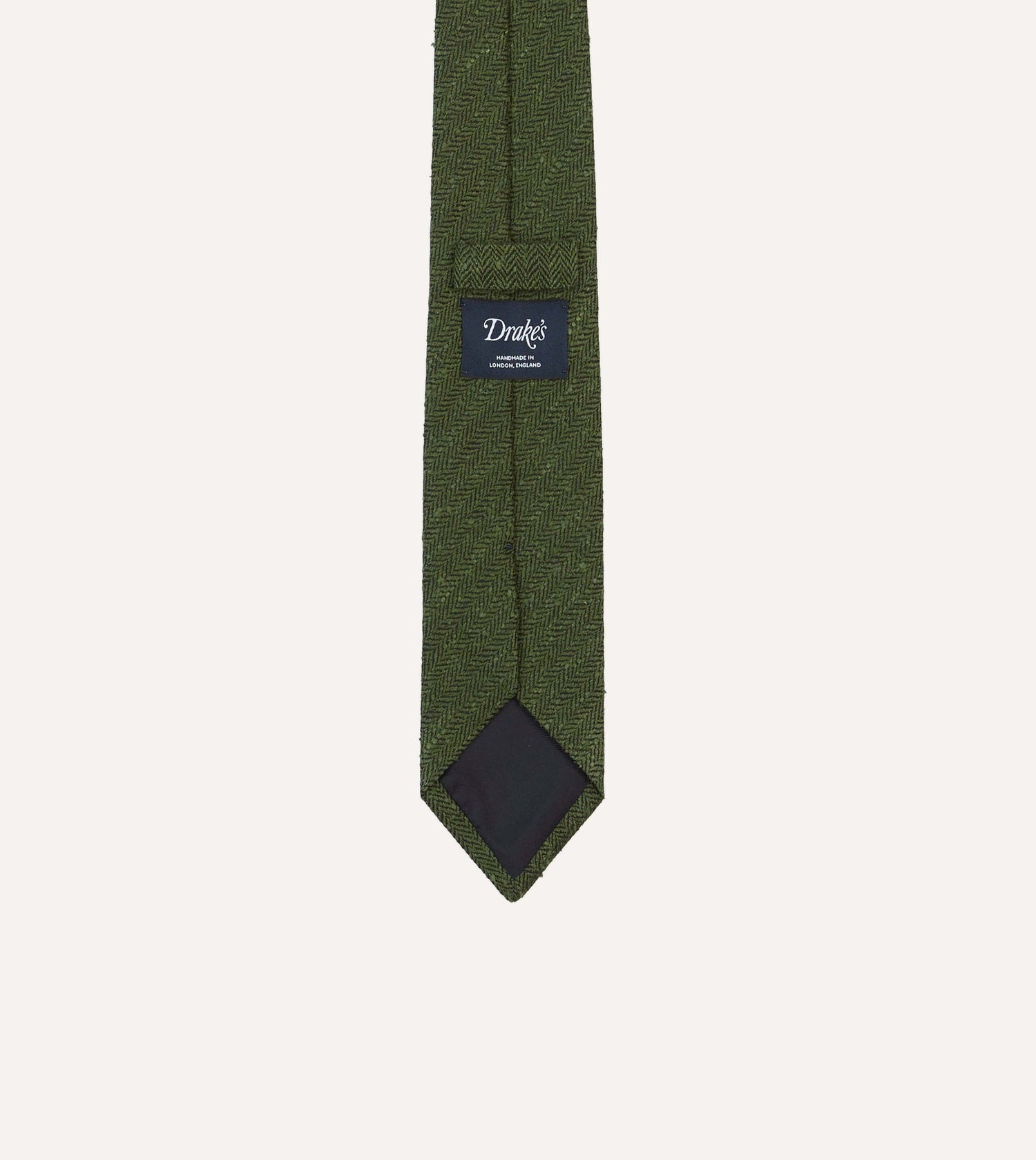 Green Herringbone Shantung Silk Tipped Tie