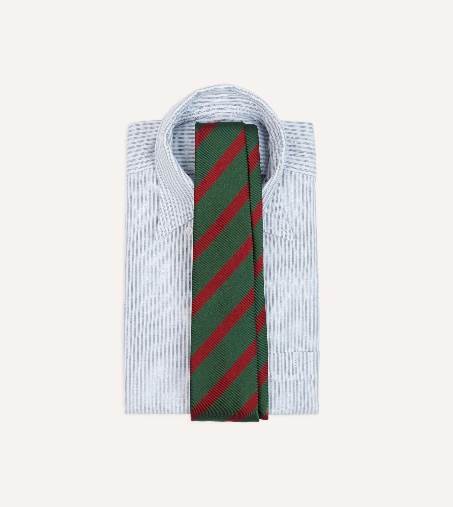 Green and Red Dual Stripe Mogador Silk Tipped Tie