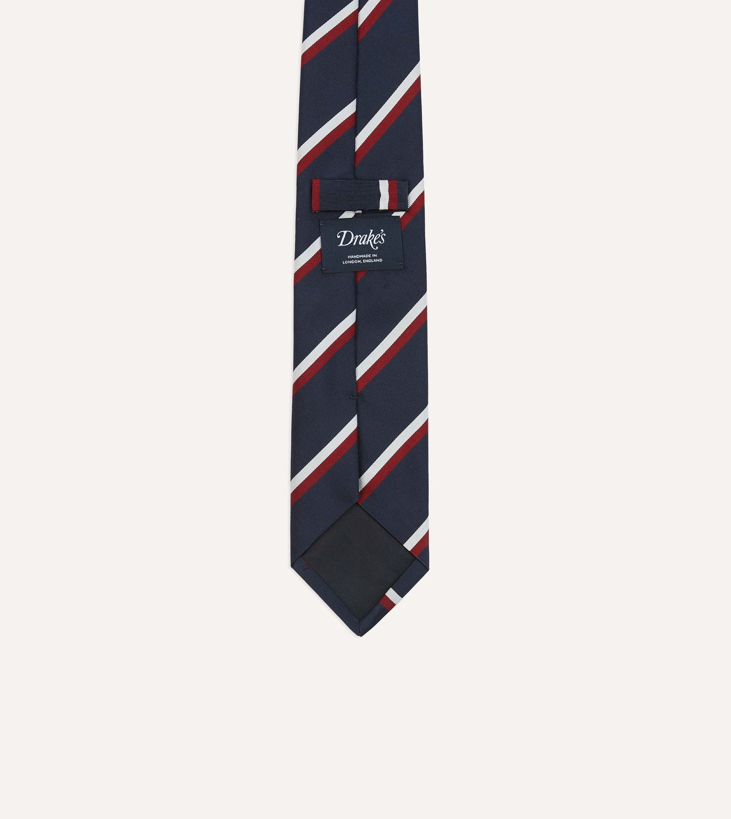 Navy, Red and White Double Stripe Mogador Silk Tipped Tie