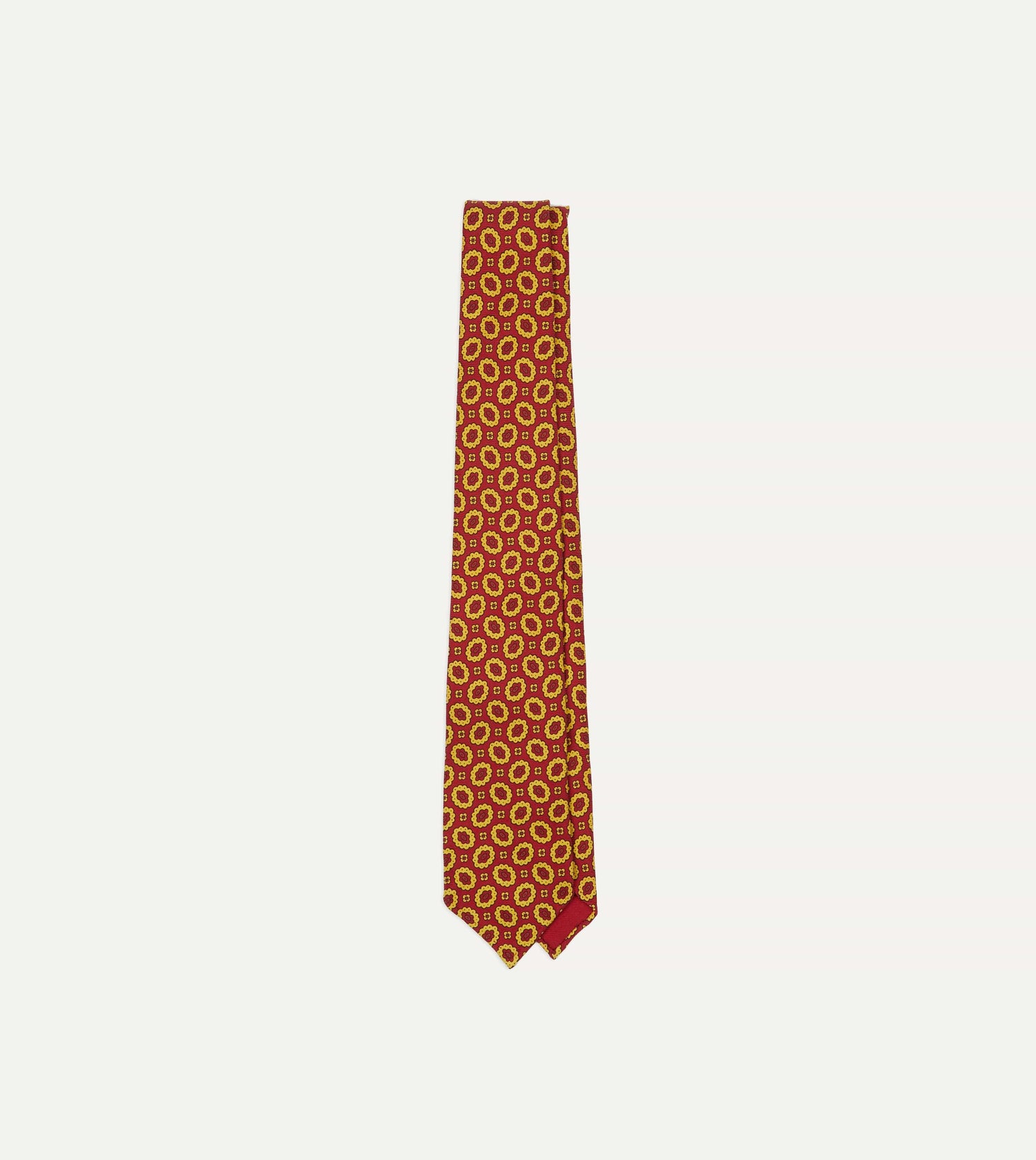 Red Flower Print 40oz Madder Silk Tipped Tie