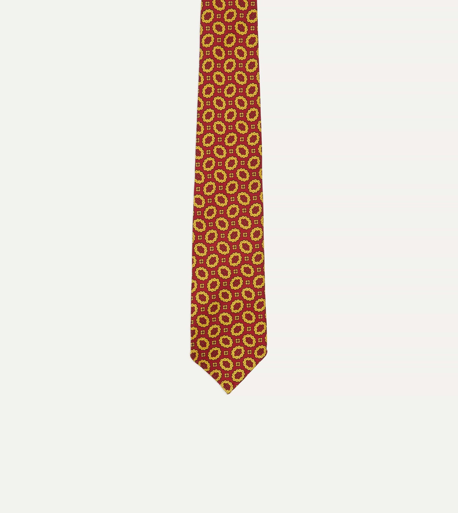 Red Flower Print 40oz Madder Silk Tipped Tie