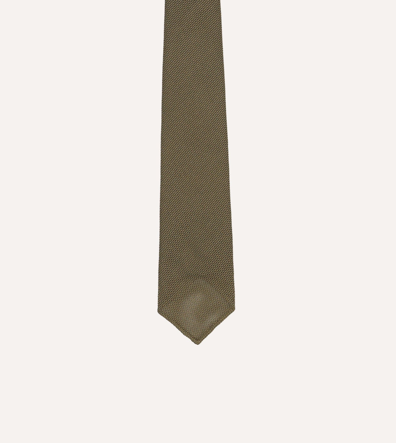 Khaki Green Fine Woven Grenadine Silk Hand Rolled Tie