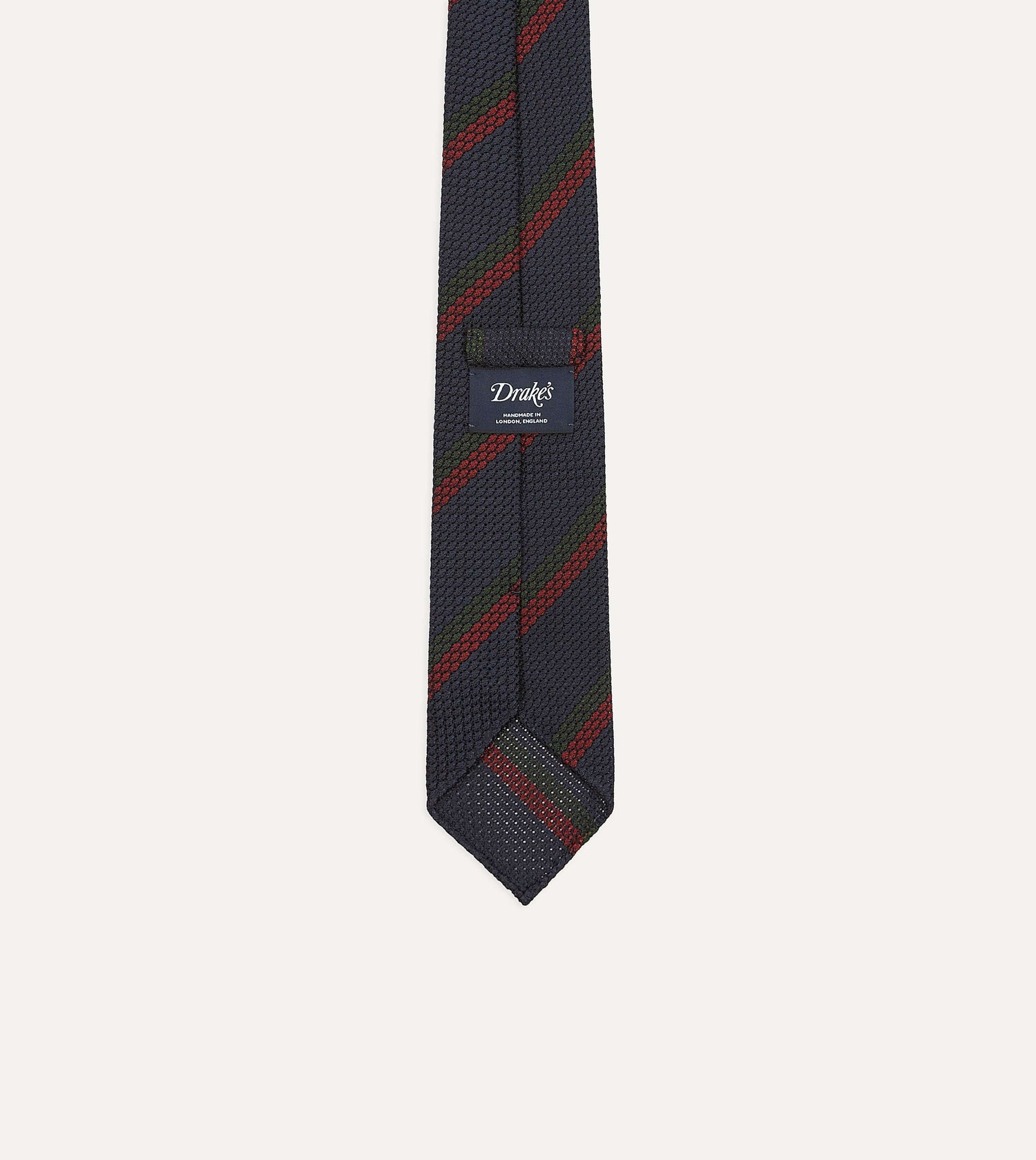 Navy and Red Block Stripe Hand Rolled Silk Grenadine Tie