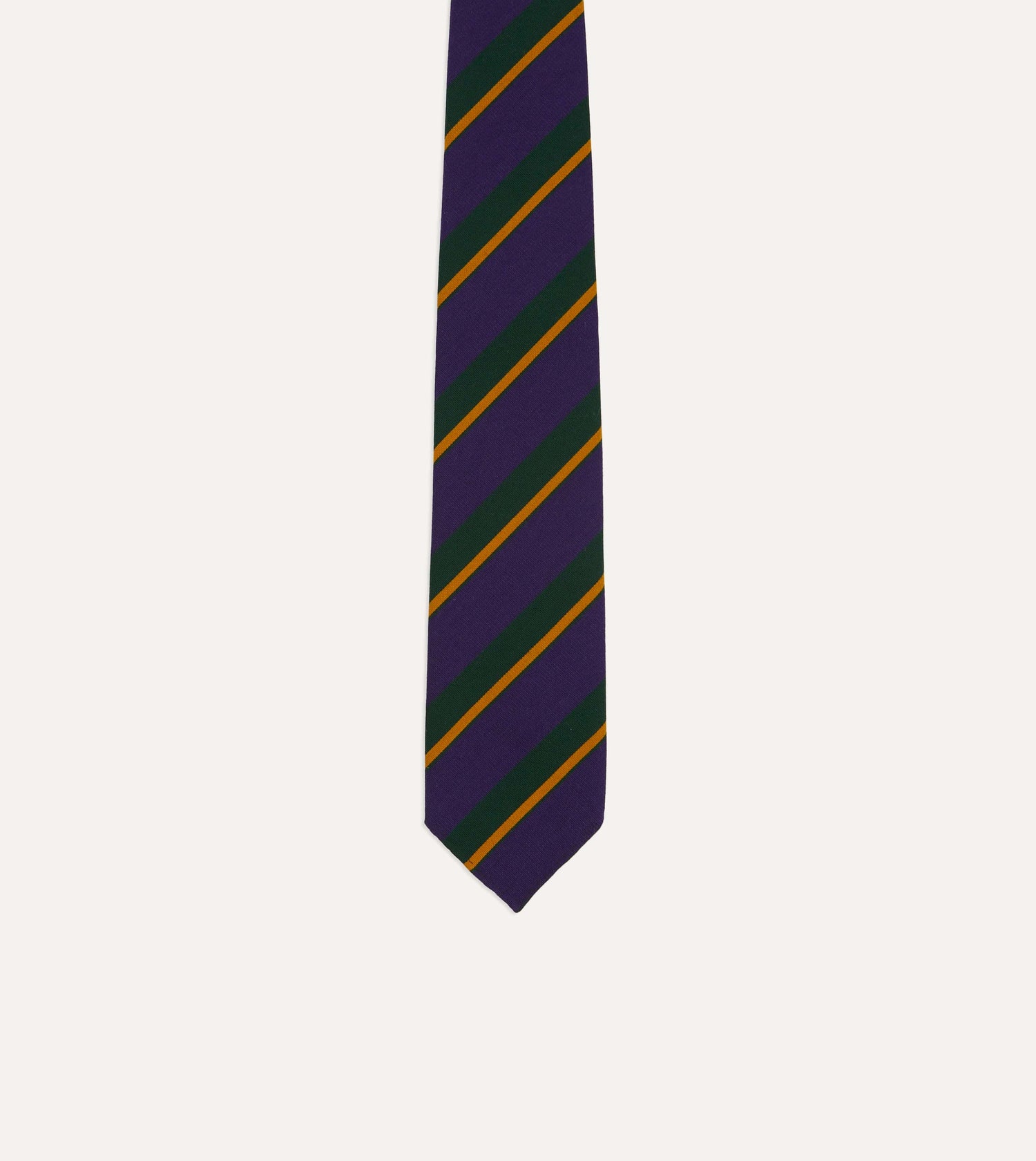 Navy Multicoloured Stripe Repp Wool Cotton Hand-Rolled Tie