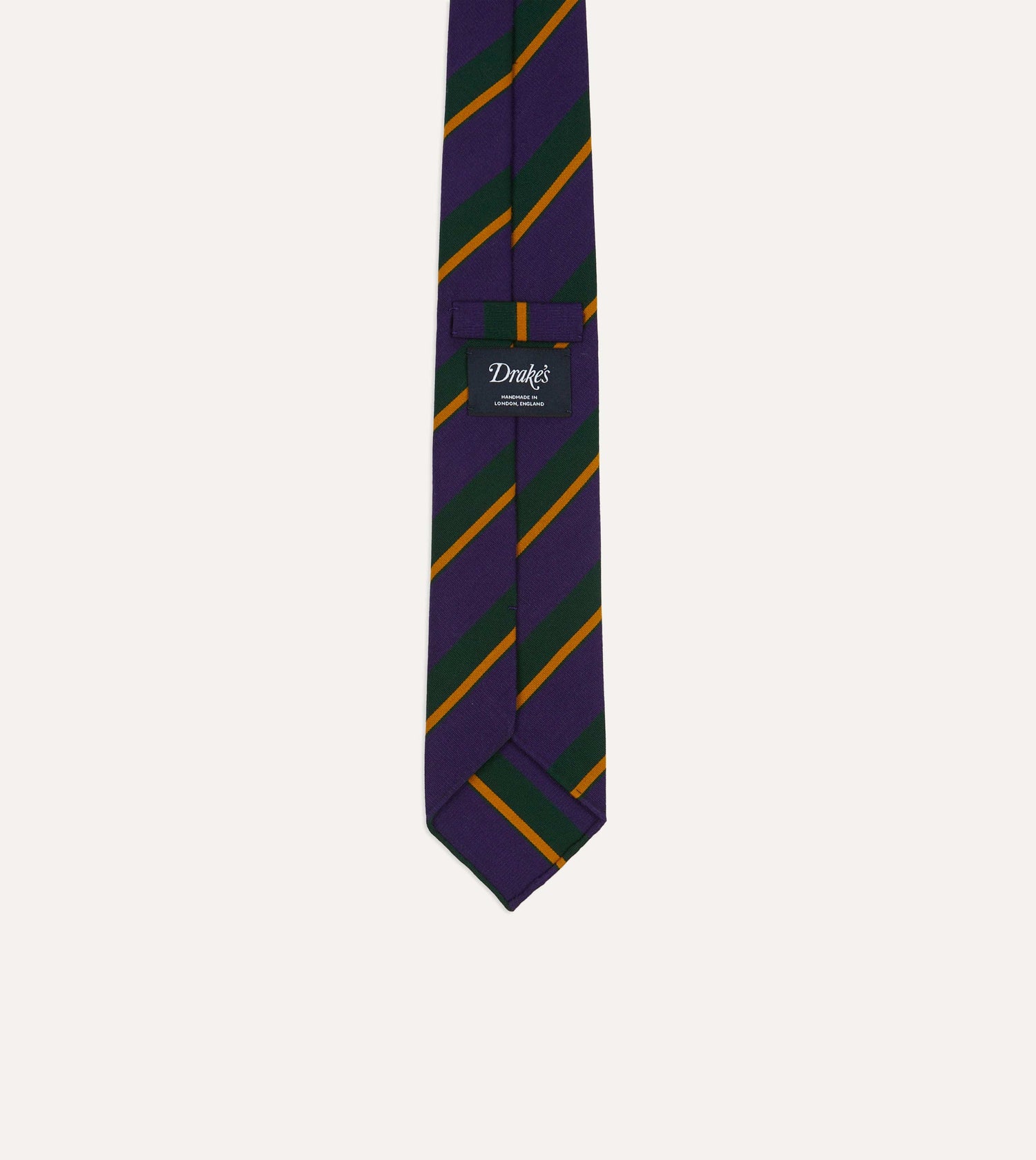 Navy Multicoloured Stripe Repp Wool Cotton Hand-Rolled Tie