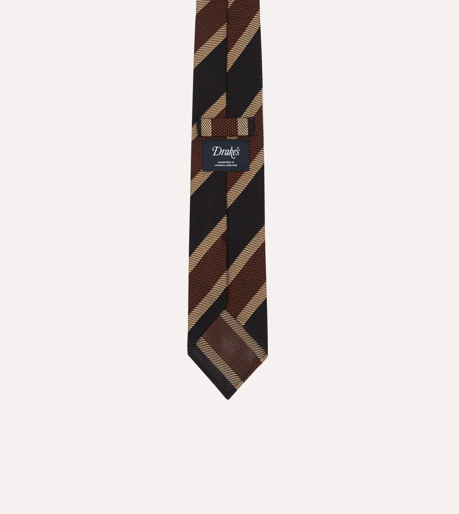 Black and Brown Multi Stripe Hand Rolled Silk Grenadine Tie