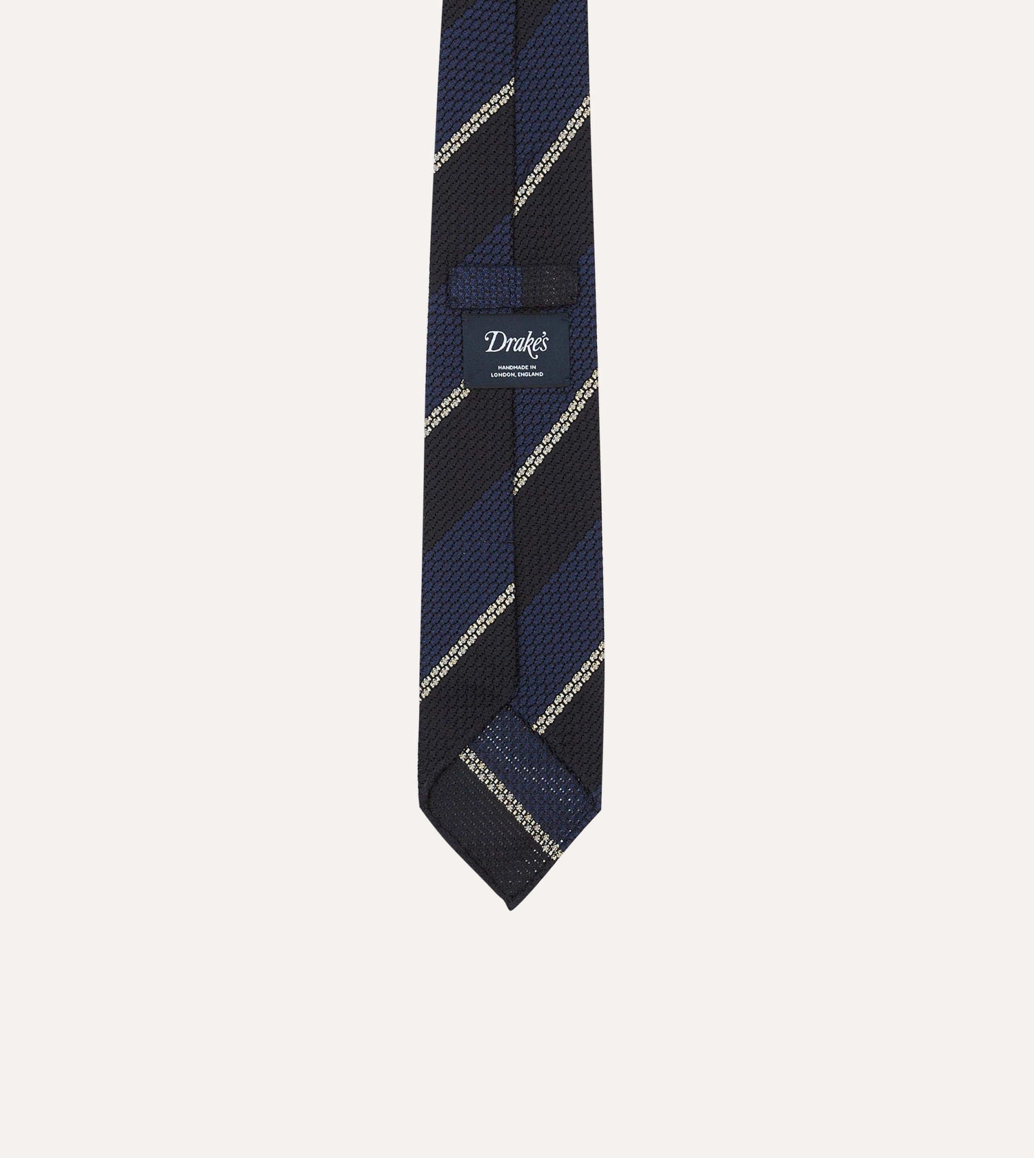 Navy and White Multi Stripe Hand Rolled Silk Grenadine Tie