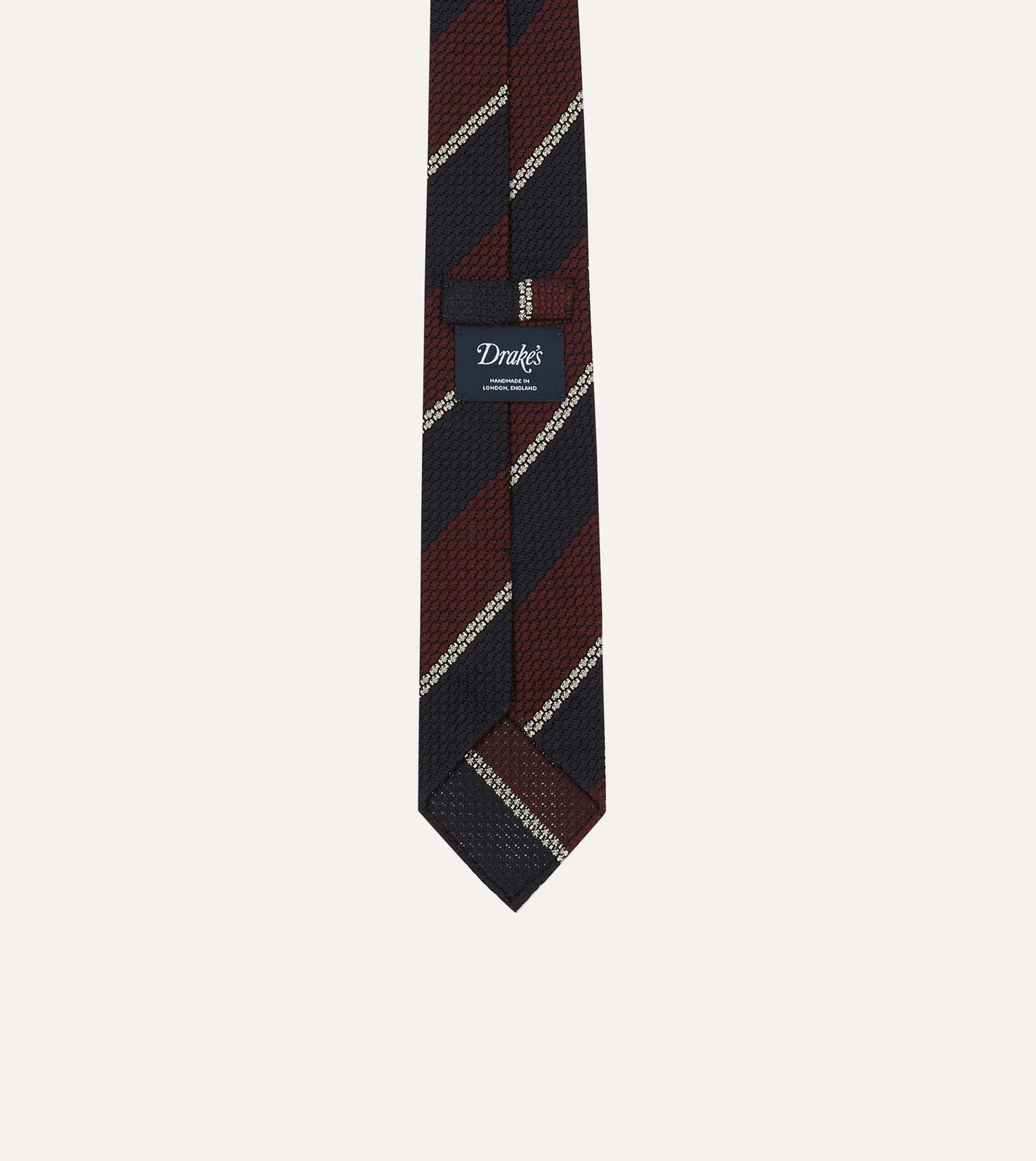 Navy, Red and White Multi Stripe Hand Rolled Silk Grenadine Tie