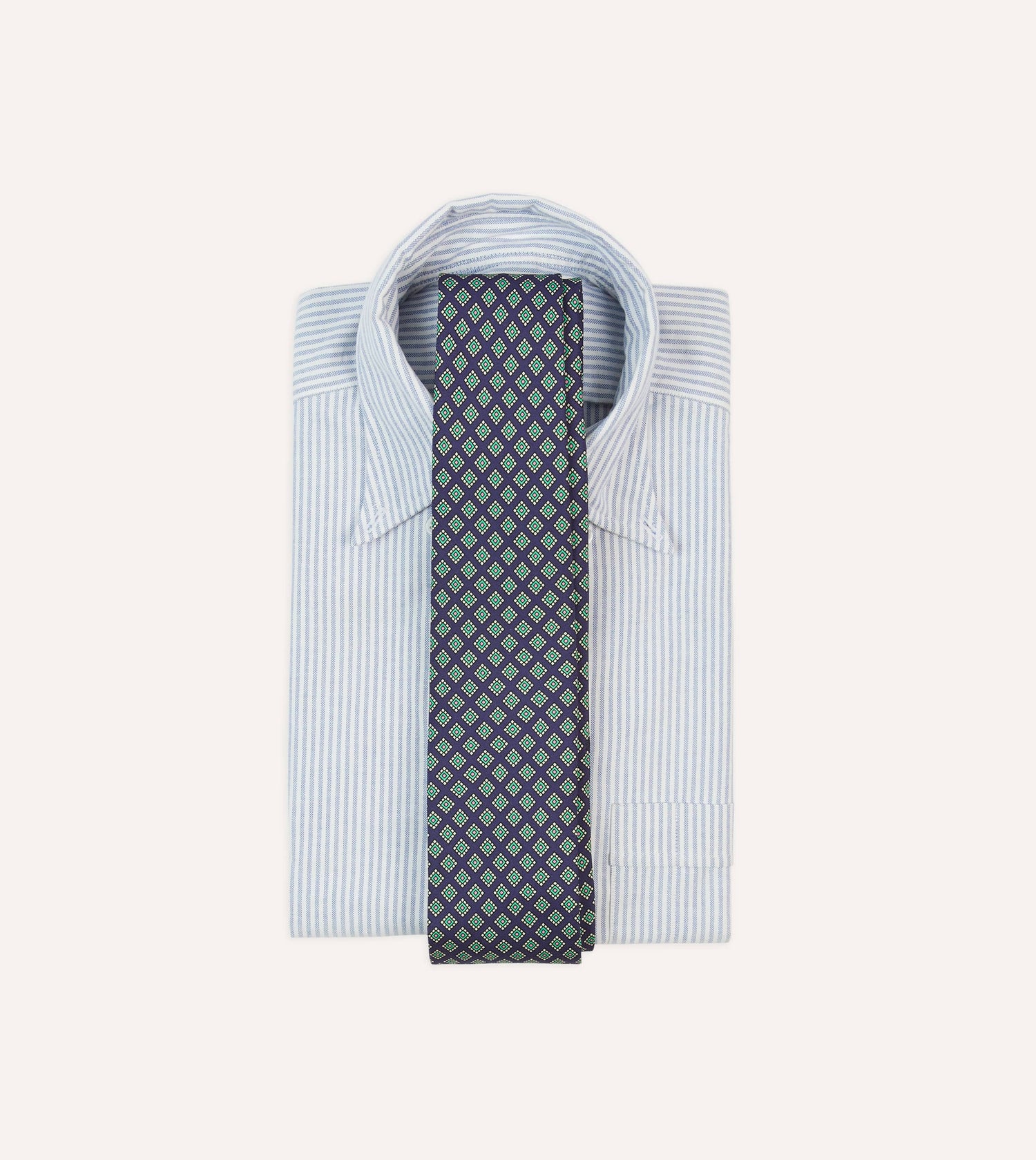 Navy Square Medallion Self-Tipped Silk Tie