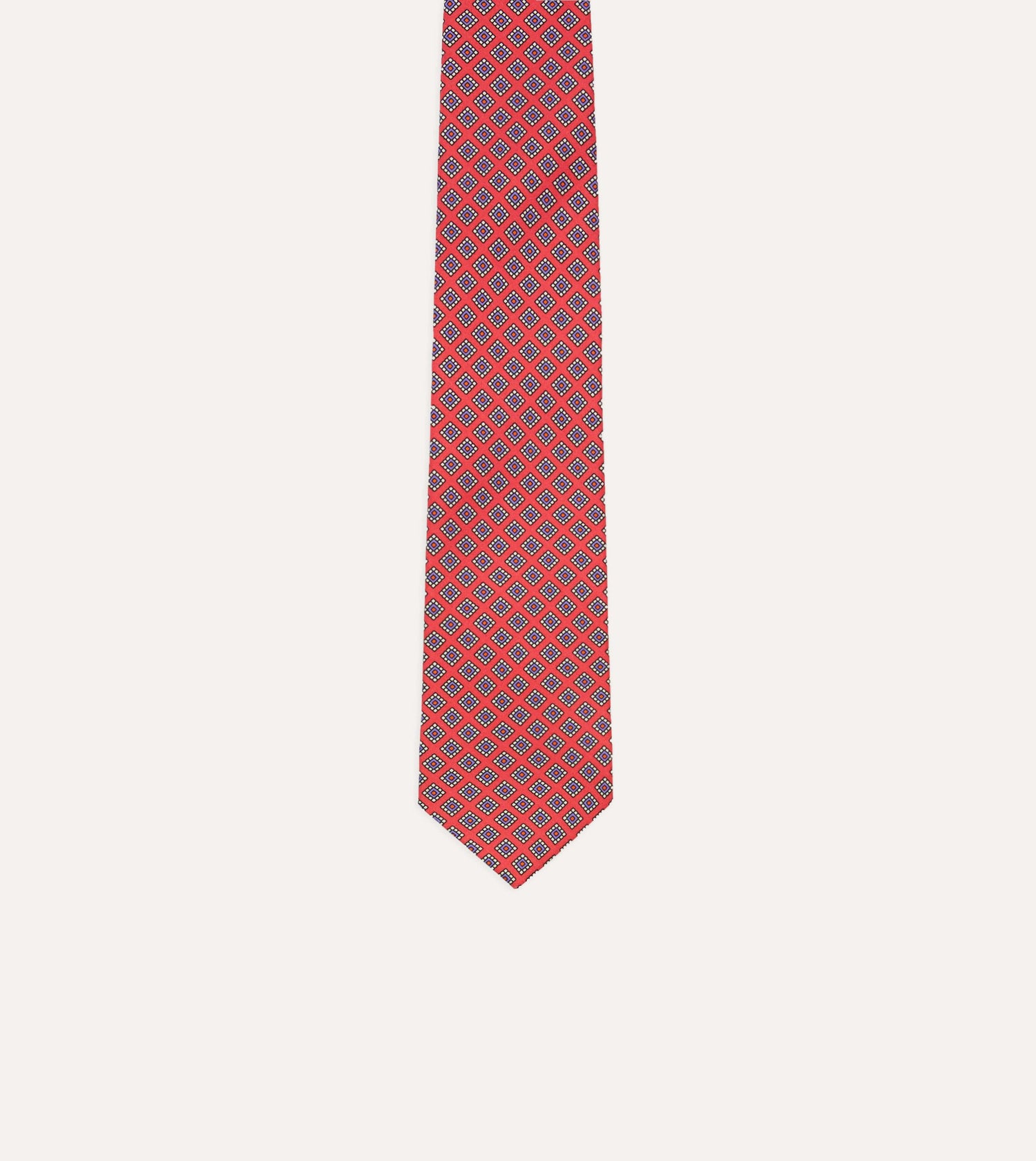 Magenta Square Medallion Self-Tipped Silk Tie