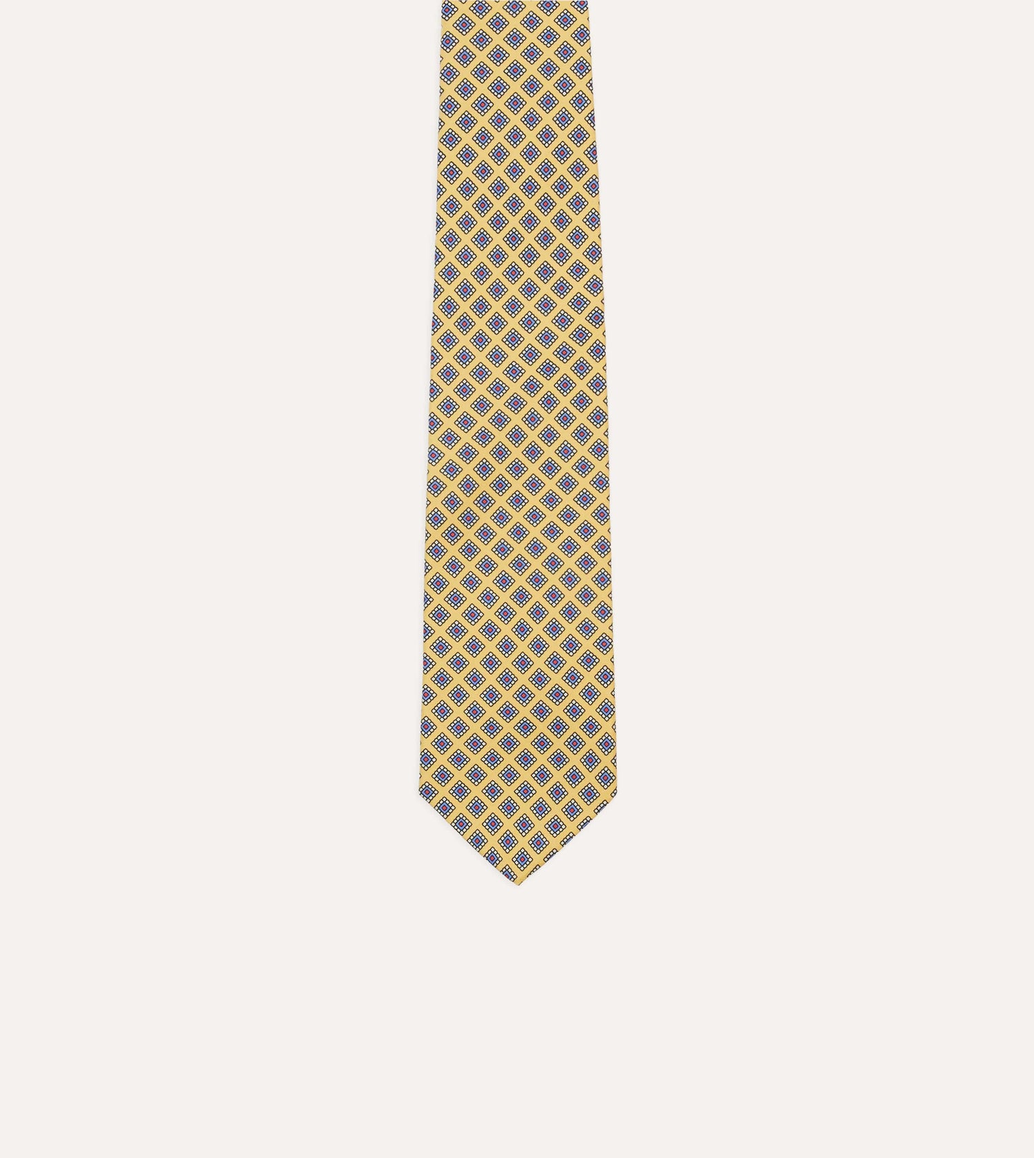 Yellow Square Medallion Self-Tipped Silk Tie