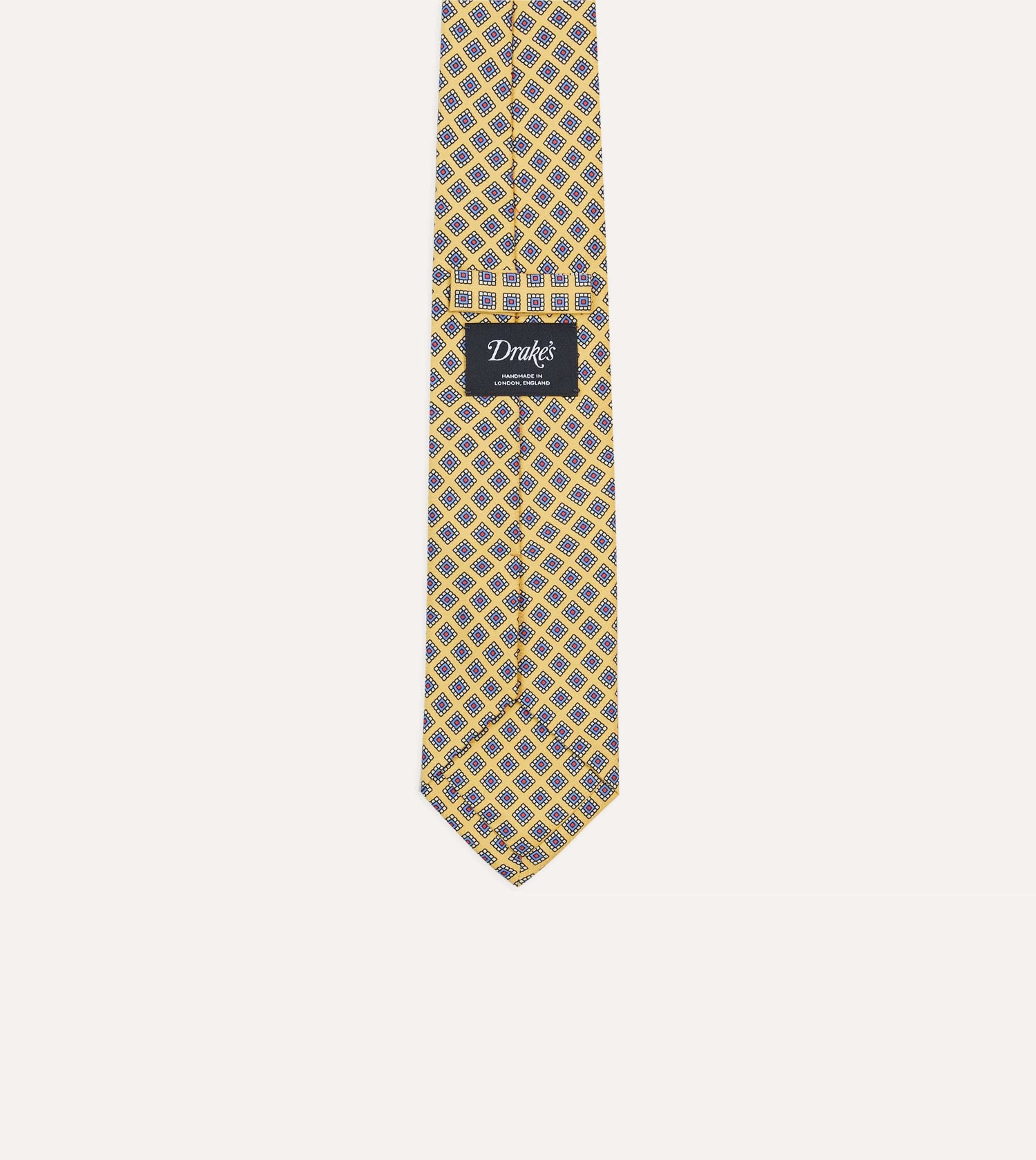 Yellow Square Medallion Self-Tipped Silk Tie