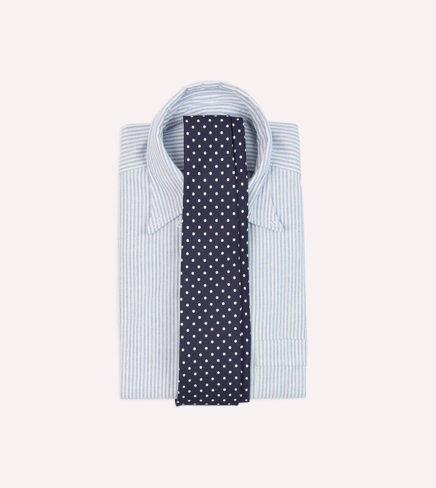 Navy Polka Dot Silk Self-Tipped Tie