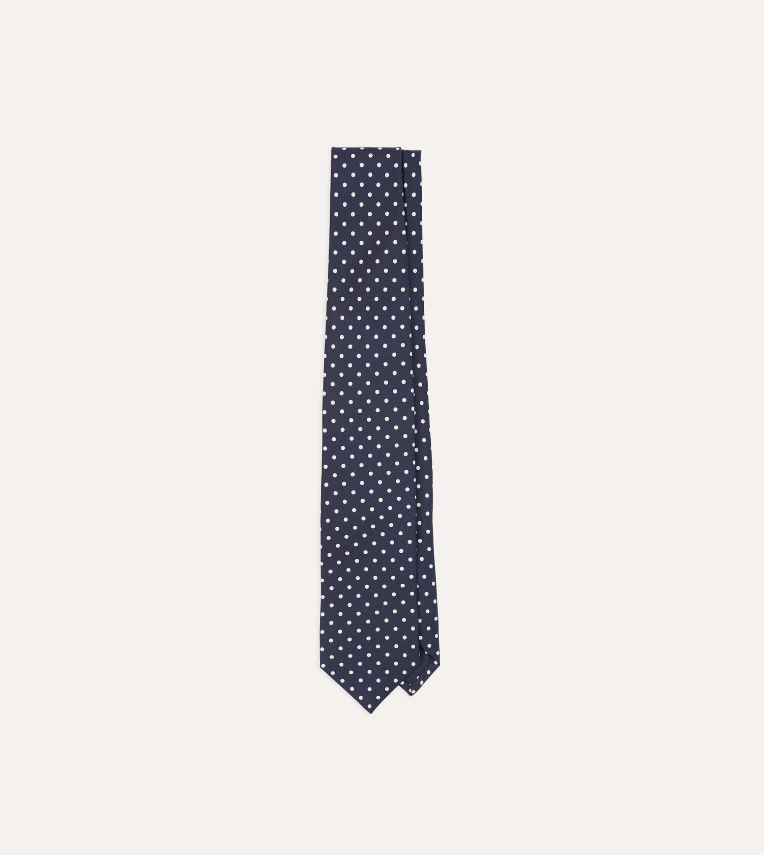 Navy Polka Dot Silk Self-Tipped Tie